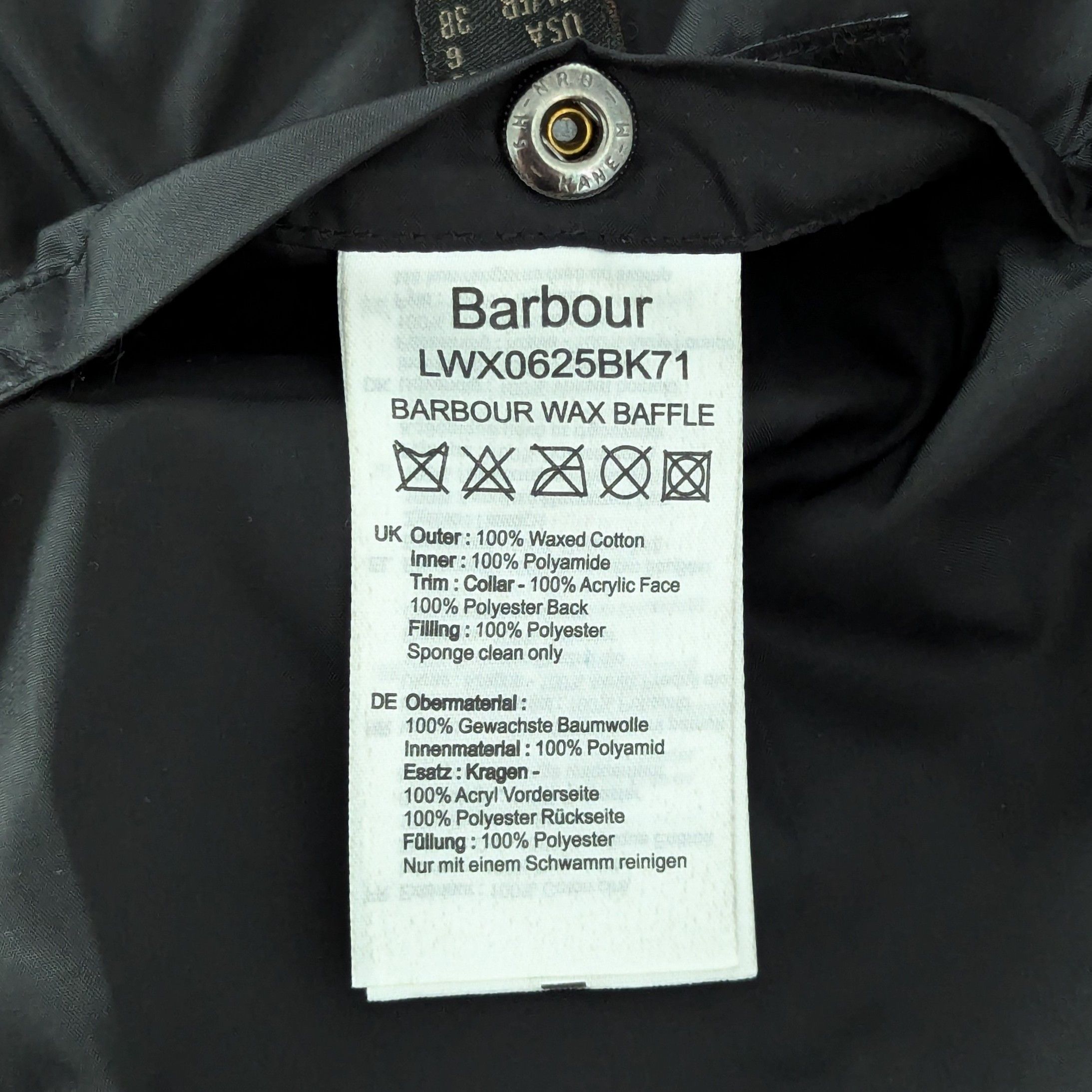 Barbour Barbour Wax Baffle Wax Fibredown Jacket Black Waxed Cotton Size M / US 6-8 / IT 42-44 - 14 Thumbnail