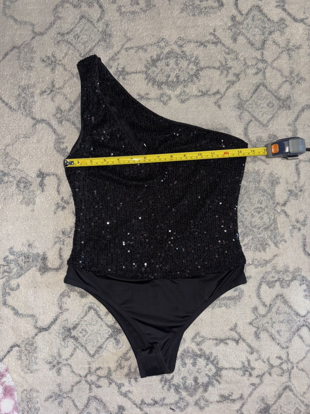 Other Cefian Sequin One Shoulder Cutout Black Bodysuit - NWT Size S / US 4 / IT 40 - 5 Thumbnail