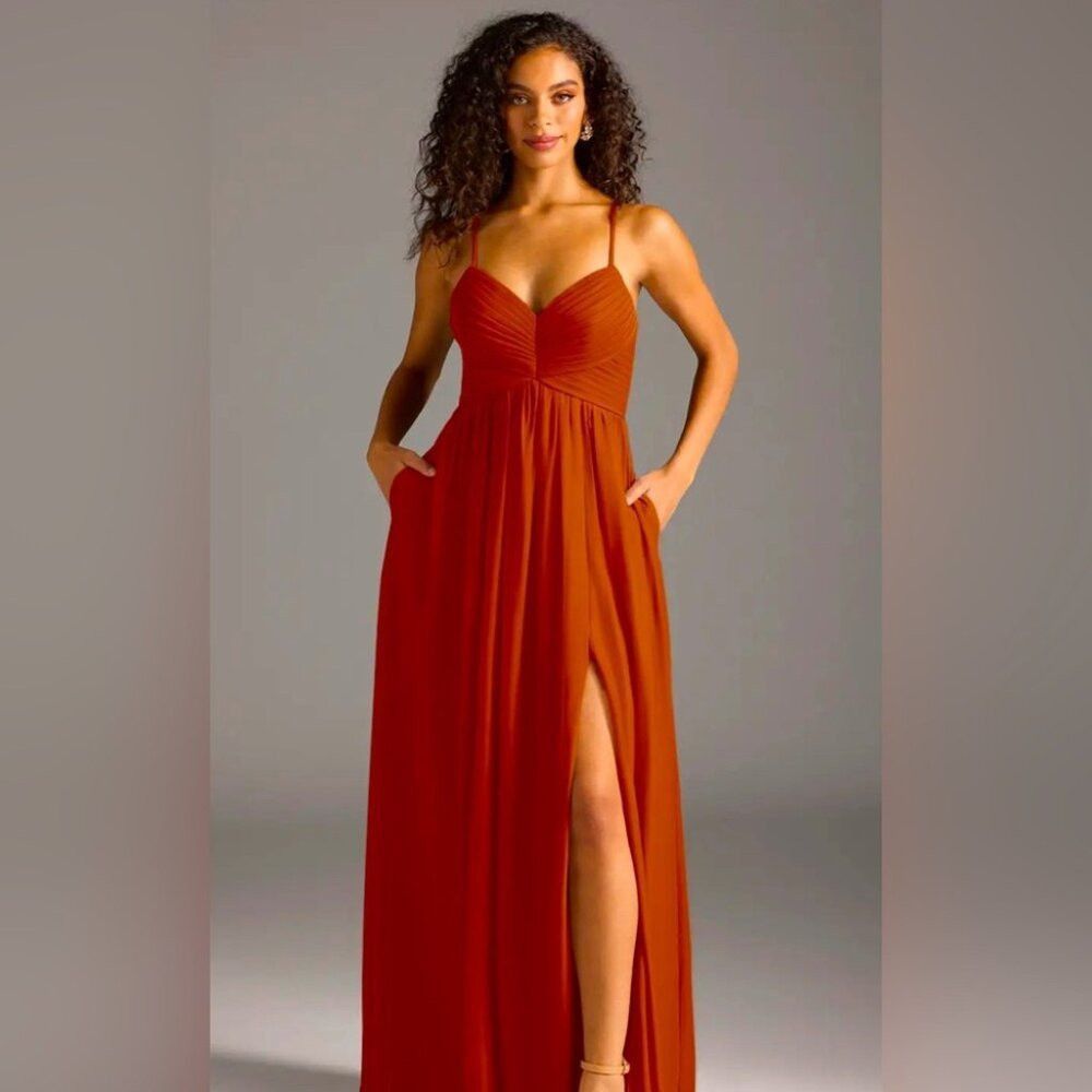 Other Azazie Paprika Aline Pleated Chiffon Dress in Size A16 Size XXL / US 16-18 / IT 52-54 - 1 Thumbnail