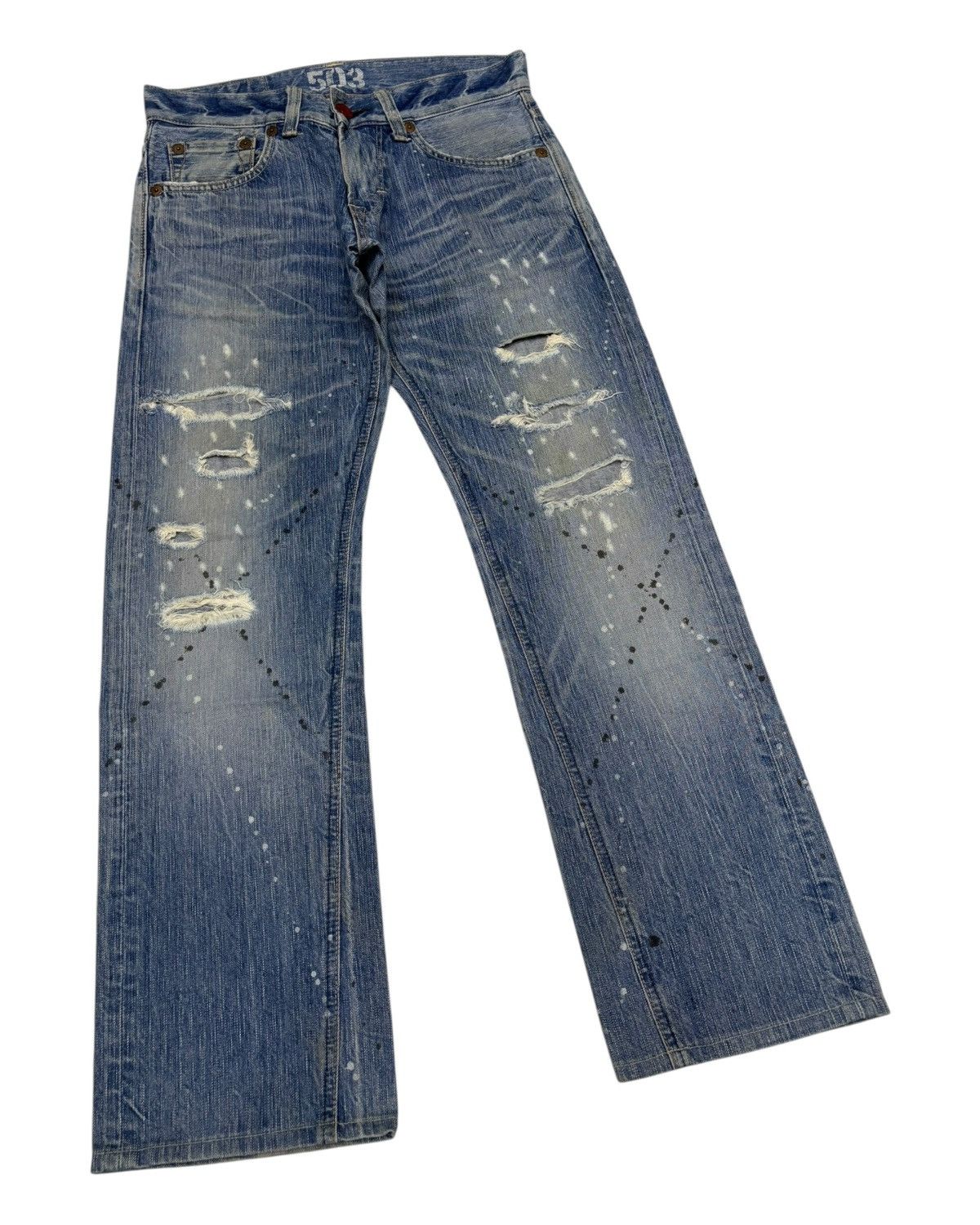 Kapital 🔥EDWIN 503 BLUE TRIP PAINTER DISTRESSED DENIM JEANS Size US 31 - 3 Thumbnail