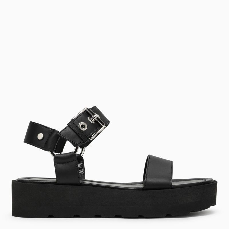 image of Gianvito Rossi Black Leather Sandal, Women's (Size 7)