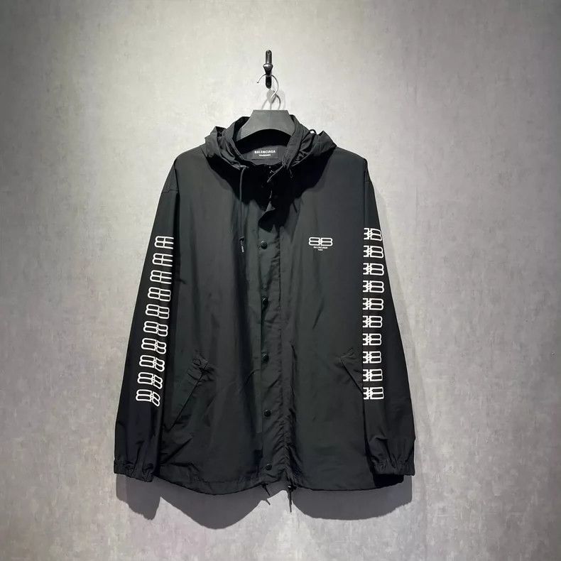 Balenciaga Double Logo Hooded Raincoat