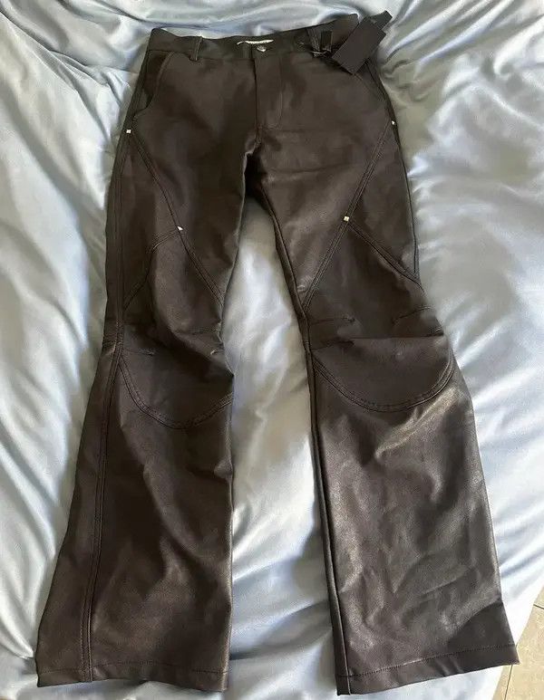 Japanese Brand Yukari x Asaka Avant garde studded pu leather flare pants Size US 34 / EU 50 - 5 Thumbnail