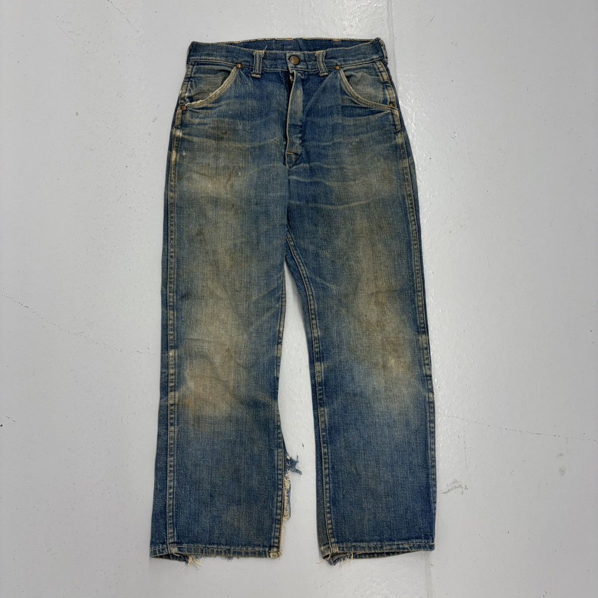 Other Vintage 50s Blue Distressed Workwear Jeans 24x23 Size 24" / US 00 / IT 34 - 1 Thumbnail