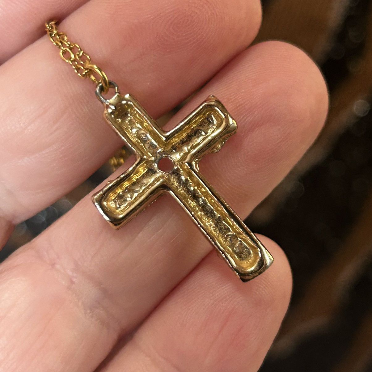 Handmade Vintage gold cross pendant on chain necklace Size ONE SIZE - 7 Thumbnail