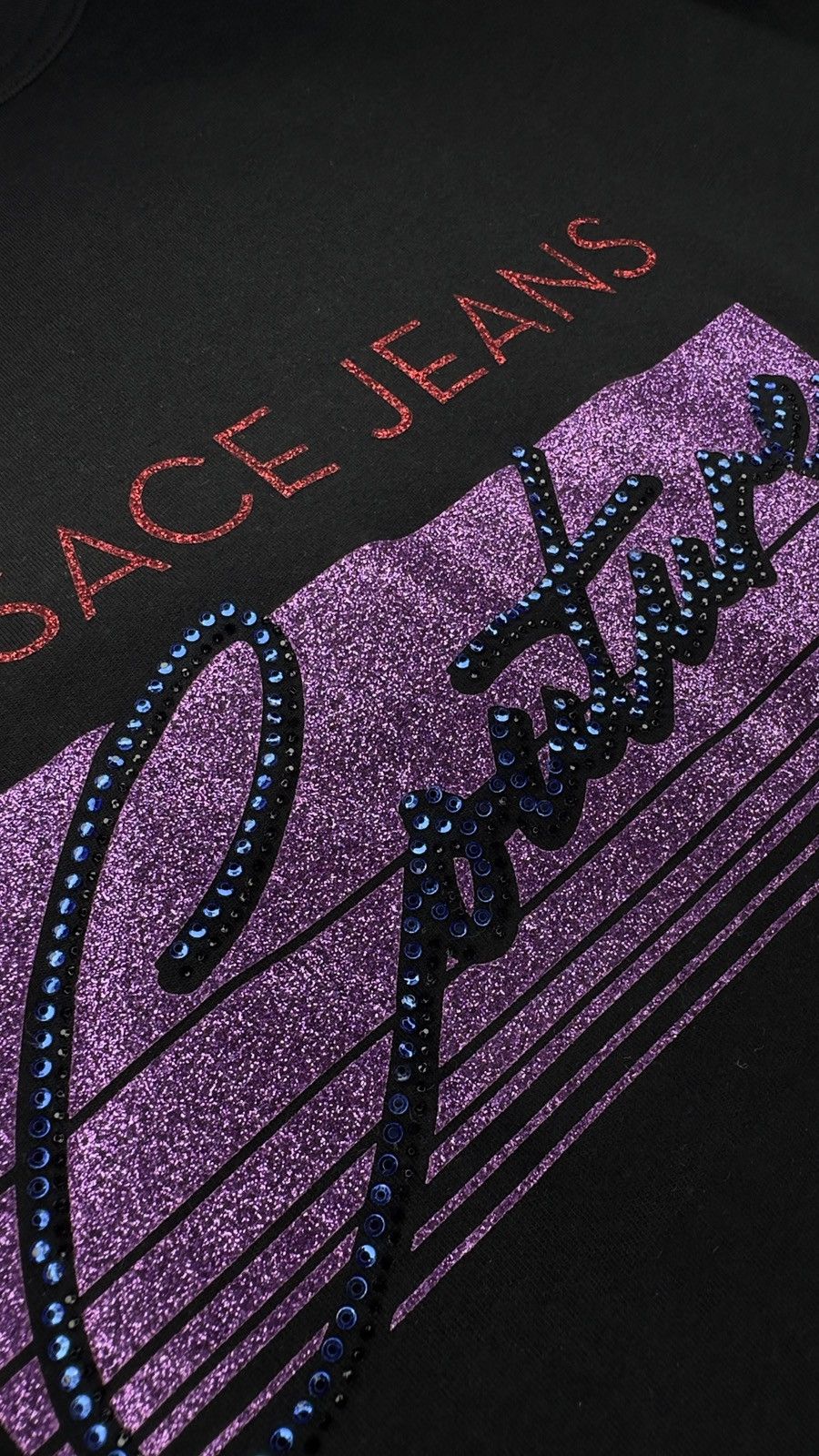Versace Jeans Couture Versace Jeans Couture Black Rhinestone Logo T-Shirt Size US XXL / EU 58 / 5 - 5 Thumbnail