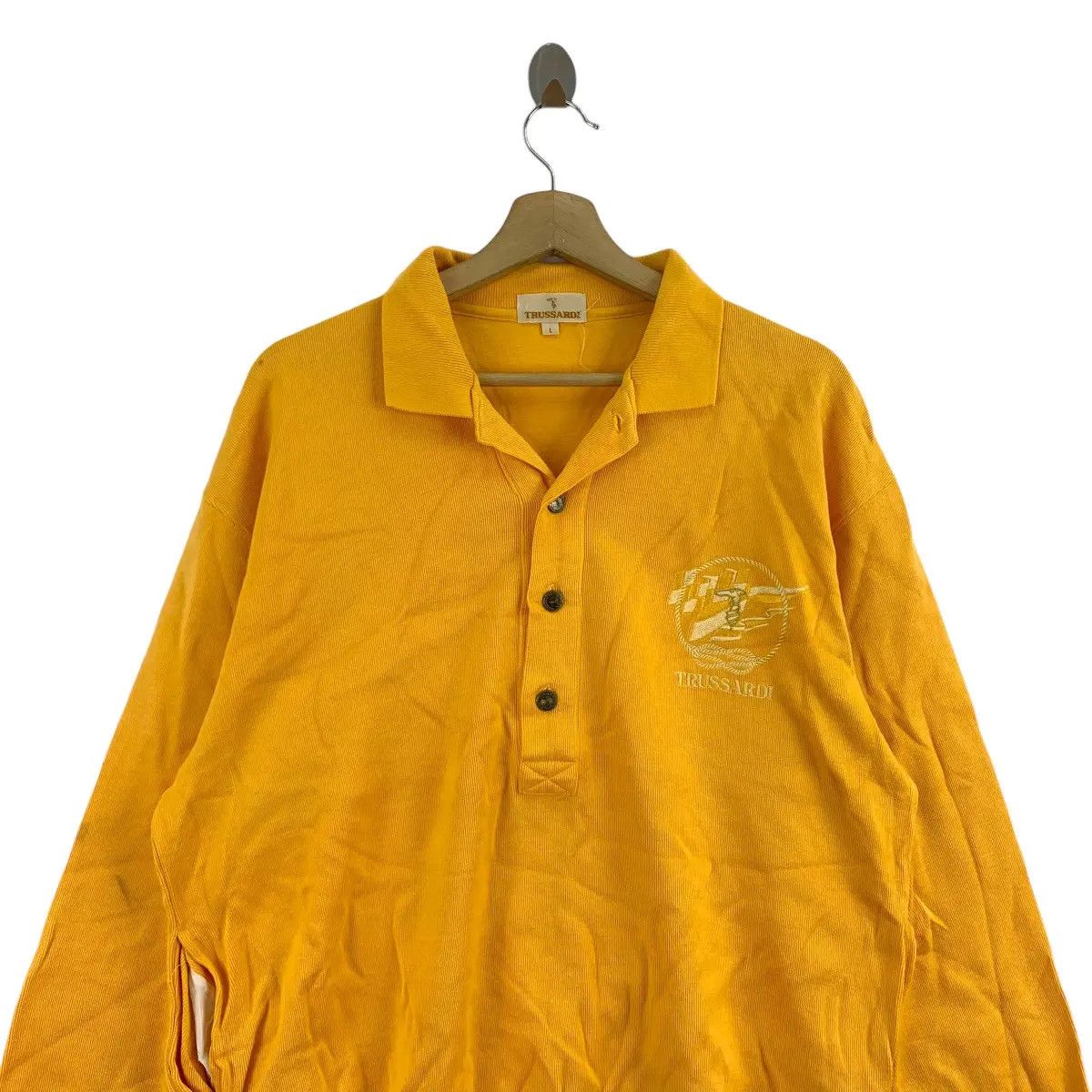 Trussardi Vintage TRUSSARDI Made In ITALY Stamp Button Henley Size L / US 10 / IT 46 - 2 Thumbnail