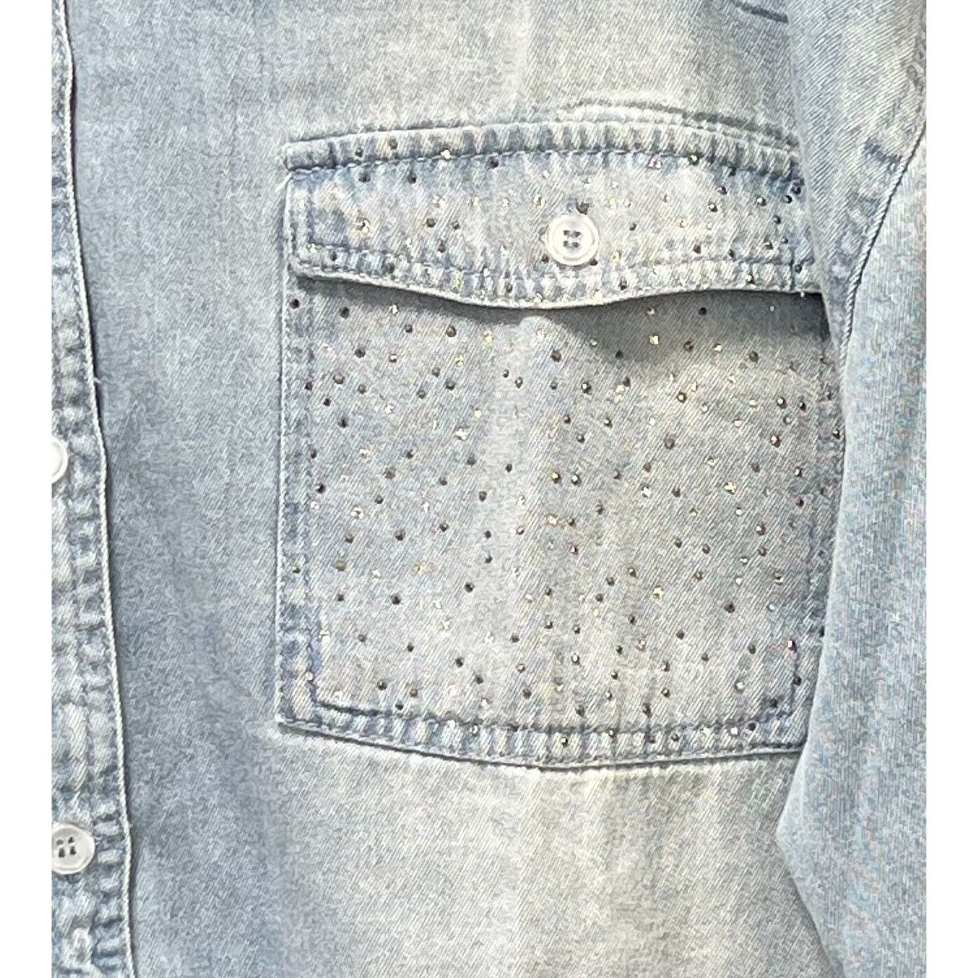 rue21 Rue 21 - Women's Chambray Long Sleeve Button Down Shirt With Size XL / US 12-14 / IT 48-50 - 13 Thumbnail