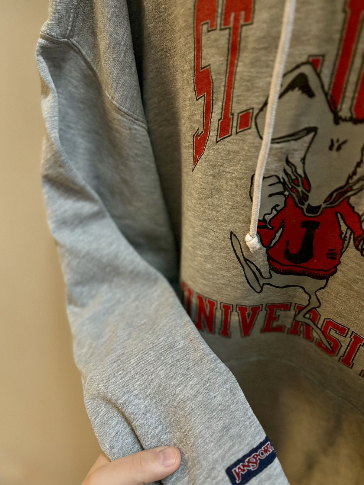 Jansport St. John’s University VTG Y2K grey mouse mascot hoodie XL Size US XL / EU 56 / 4 - 4 Thumbnail