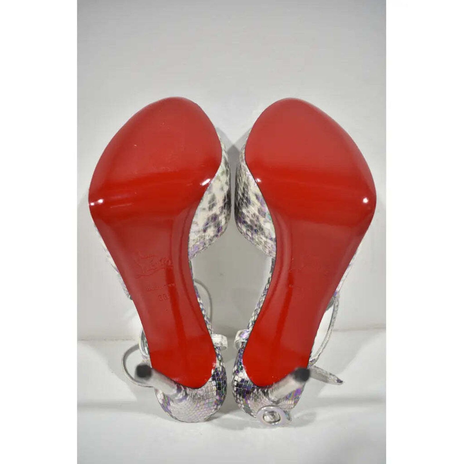 Christian Louboutin Jenlove Alta 120 Grey Snakeskin Platform Sandal Heel Pump 38 Size US 8 / IT 38 - 12 Thumbnail