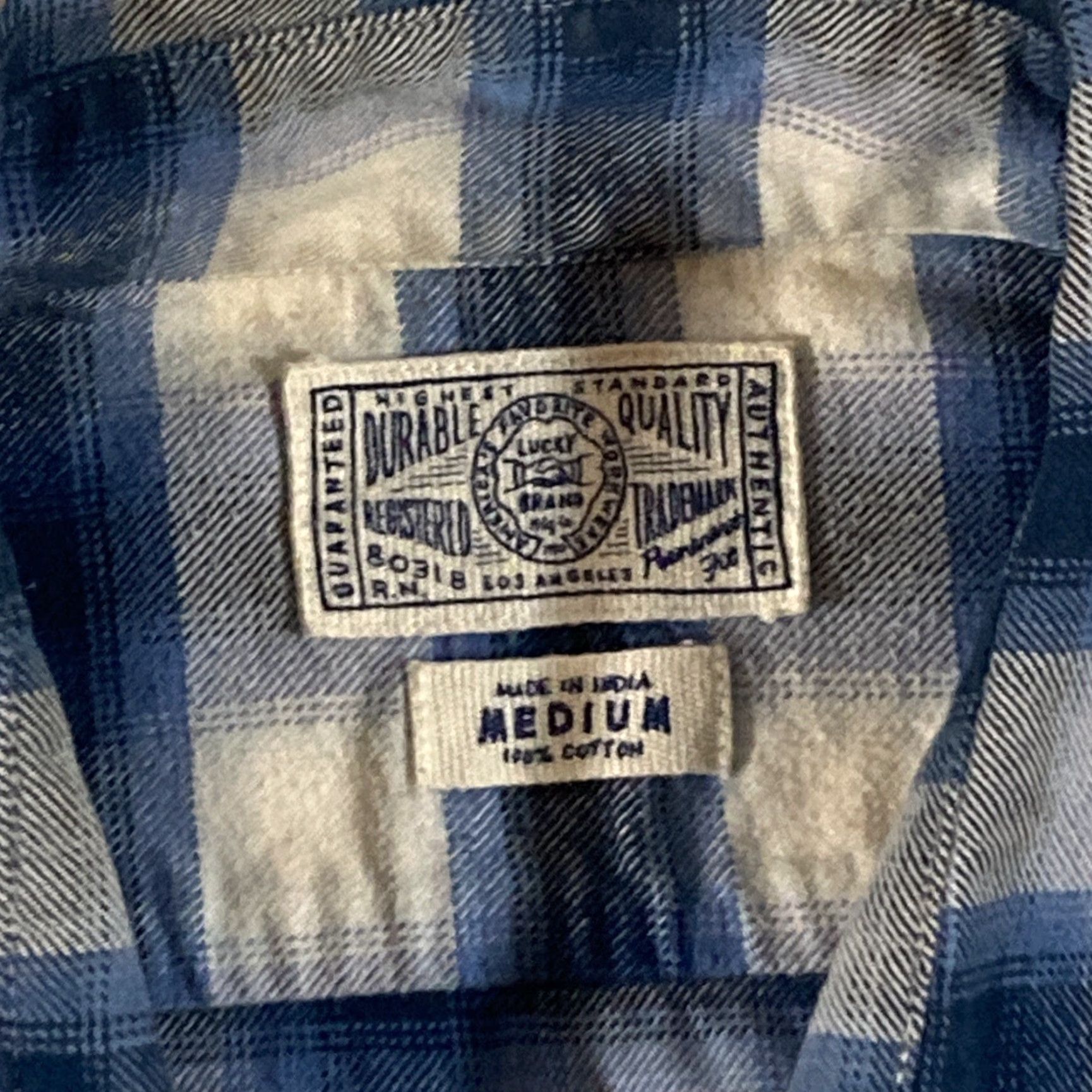 Lucky Brand Lucky Brand Shirt Mens Medium Button-Up Blue White Plaid Shirt Size US M / EU 48-50 / 2 - 3 Thumbnail