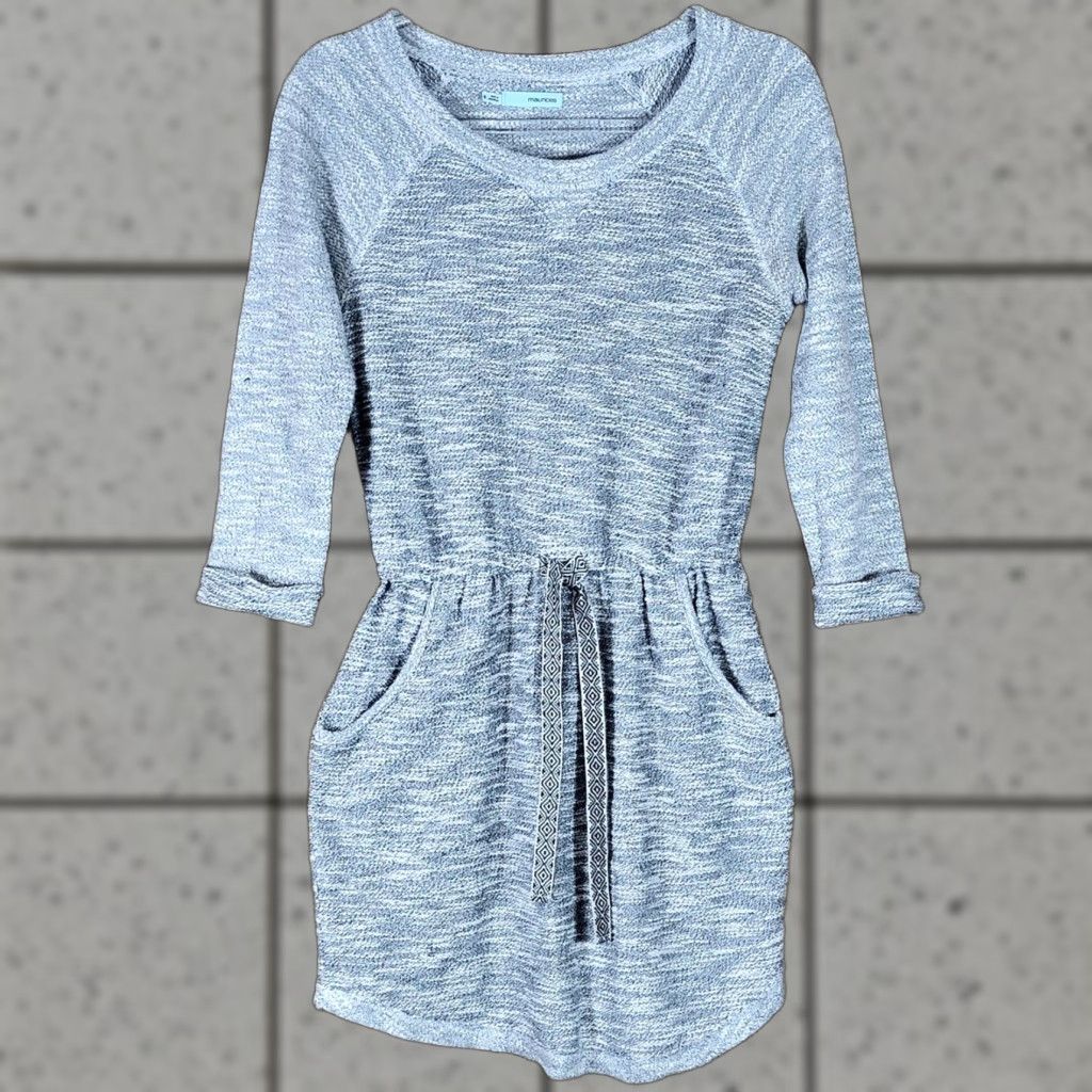 Vintage Maurices Knit Dress Womens Size S Raglan Sleeve Drawstring Pockets Grey Knit Dress Casual Womens S Grey 34" length Pockets Raglan Dress Maurices Size S / US 4 / IT 40 - 1 Thumbnail
