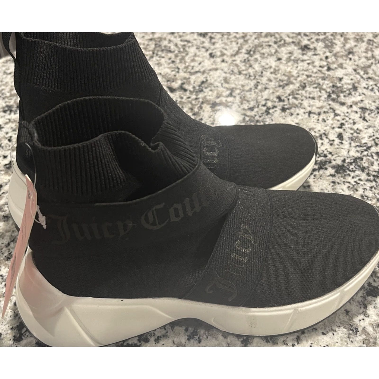 Juicy Couture JUICY Couture Ariella Black Knit High Top Women's Slip-On Sneaker Size 7.5 Shoes Cross Training Comfort M Width Sock-Style Sneaker Womens Size M / US 6-8 / IT 42-44 - 2 Thumbnail