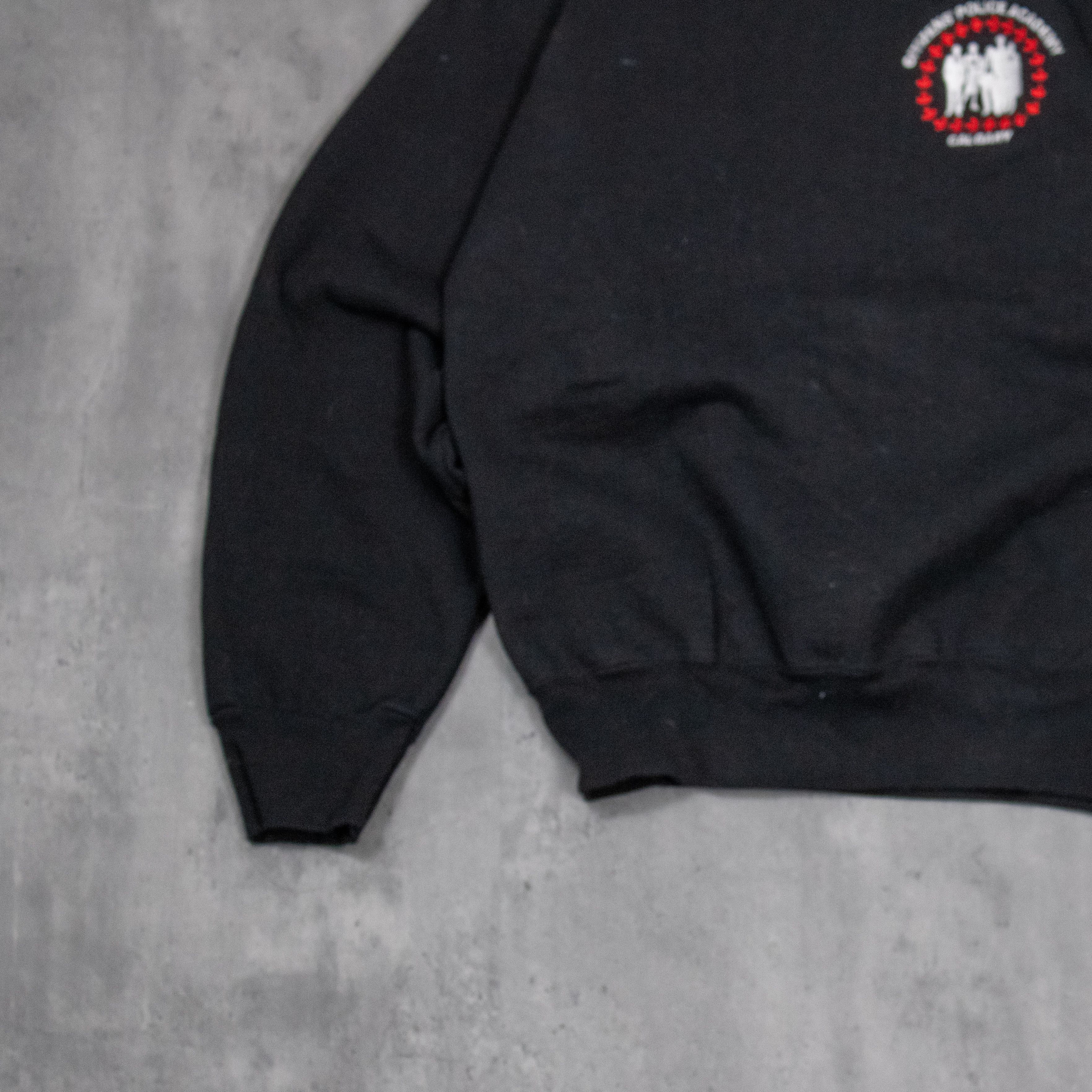 Fruit Of The Loom Vintage VTG 90's Police Heavy Weight Black Crewneck Sweater Size US S / EU 44-46 / 1 - 5 Thumbnail