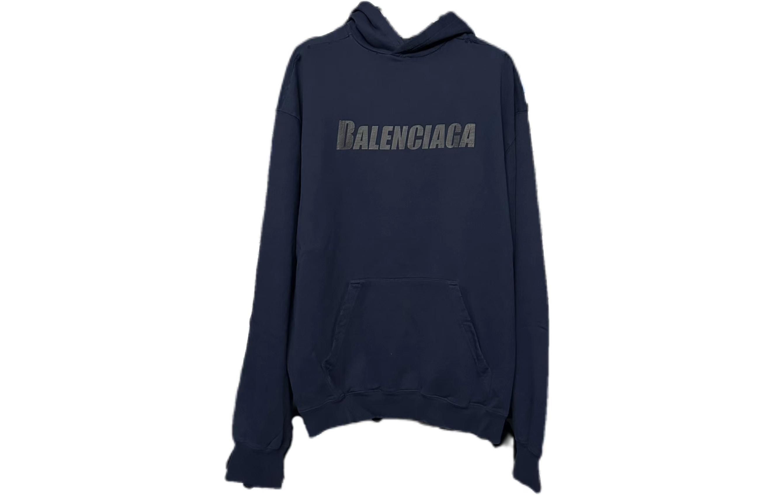 Balenciaga o1la1rc1a0425 Destroyed Hoodie in Marine Size US XS / EU 42 / 0 - 1 Thumbnail