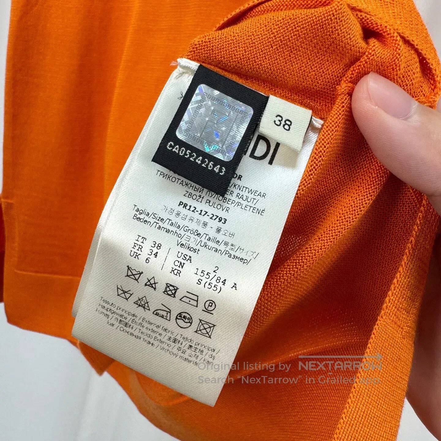 Fendi FENDI Orange Embroidered Bow Knit Short Sleeve T-Shirt| Size XS / US 0-2 / IT 36-38 - 5 Thumbnail