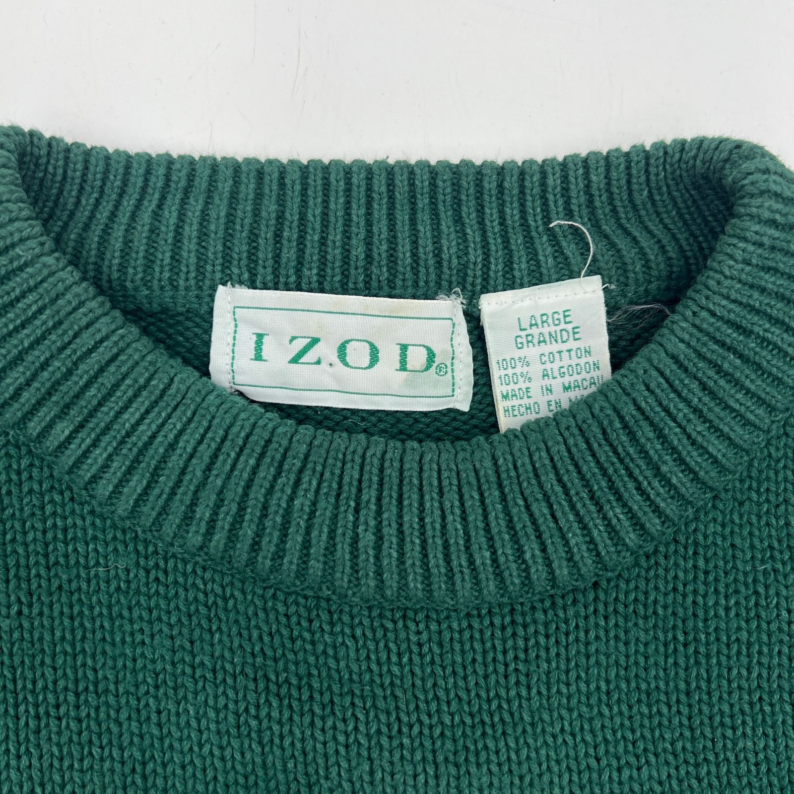 Izod × Vintage Vintage Izod Cotton Pine Green Pullover Crewneck Sweater Size US L / EU 52-54 / 3 - 3 Thumbnail