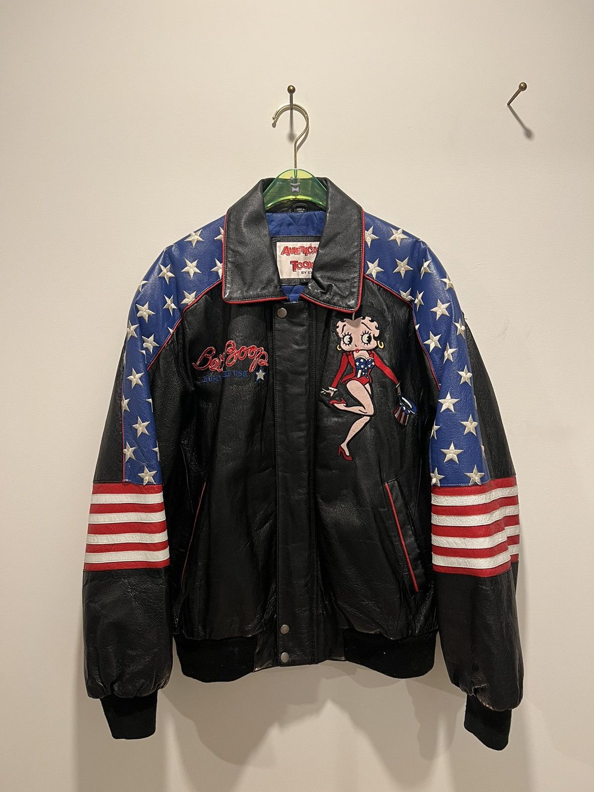 Vintage store Betty Boop Leather flag Jacket