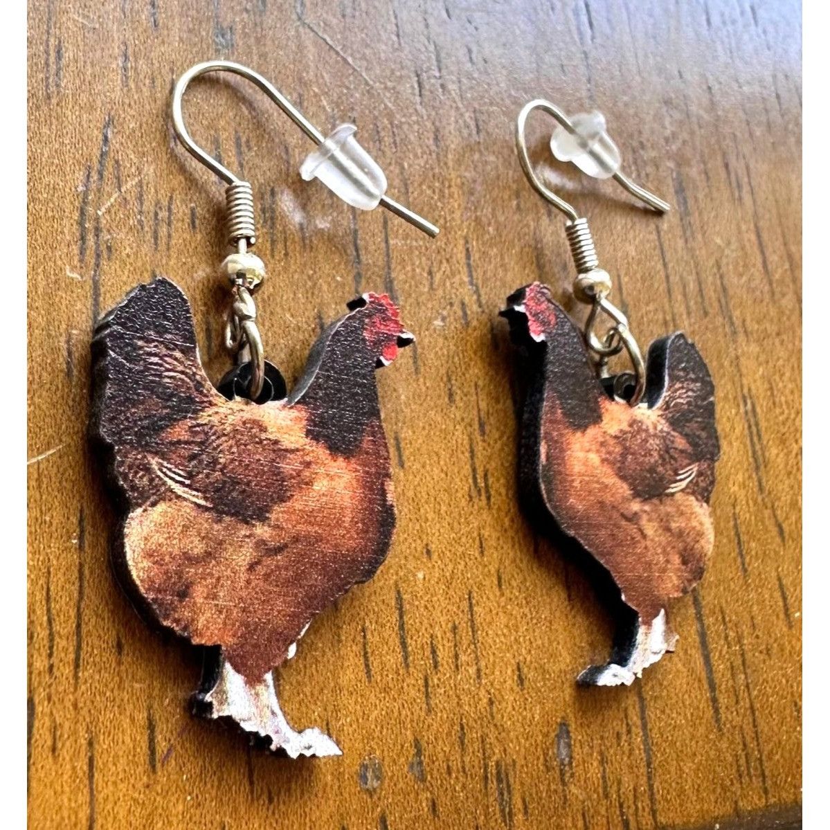 Handmade Rooster Earrings Chicken Farm Animal Eggs Pet New Hens Farme Size ONE SIZE - 4 Thumbnail