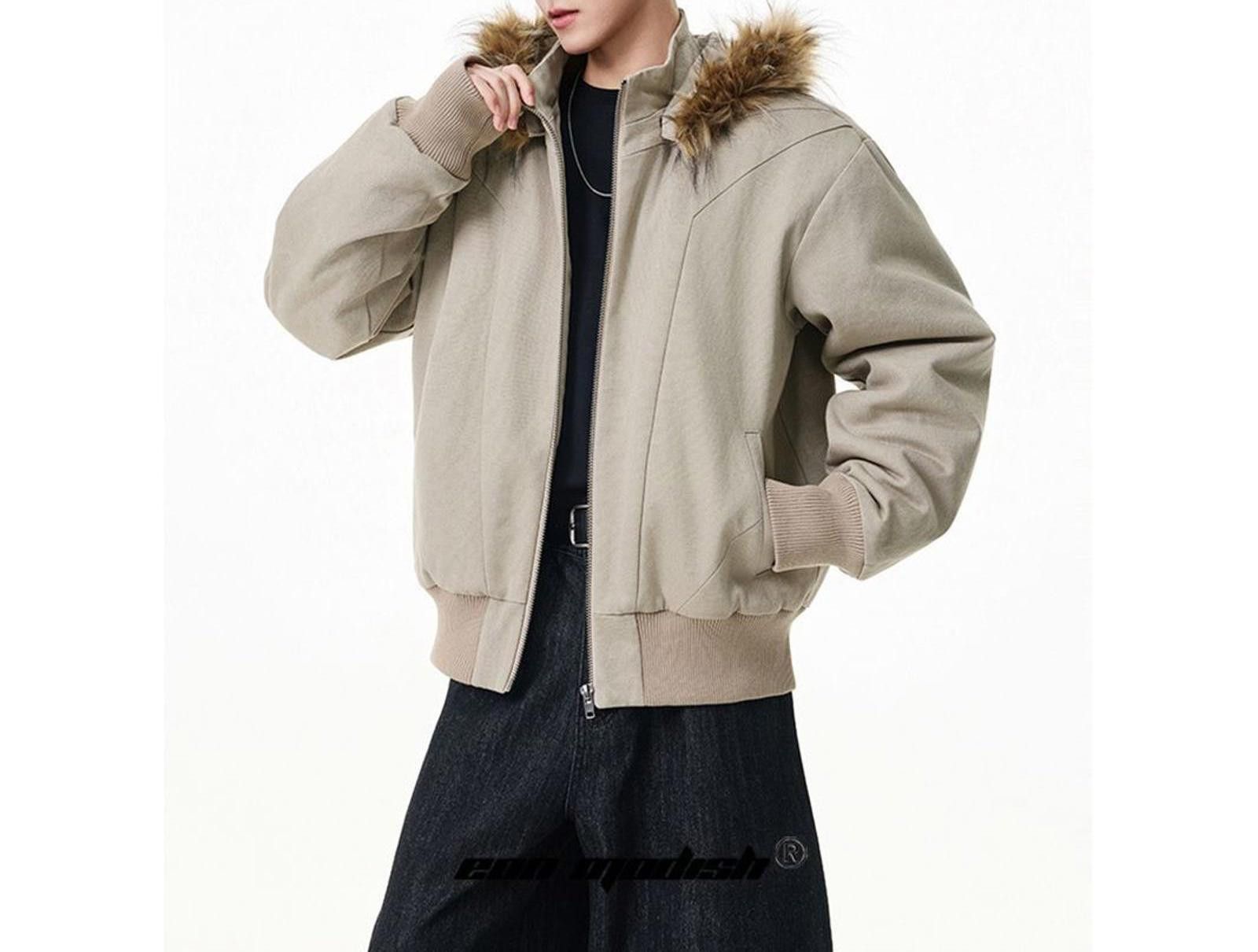 Japanese Brand Beige Men's Parka Jacket with Faux Fur Hood Size US M / EU 48-50 / 2 - 1 Thumbnail