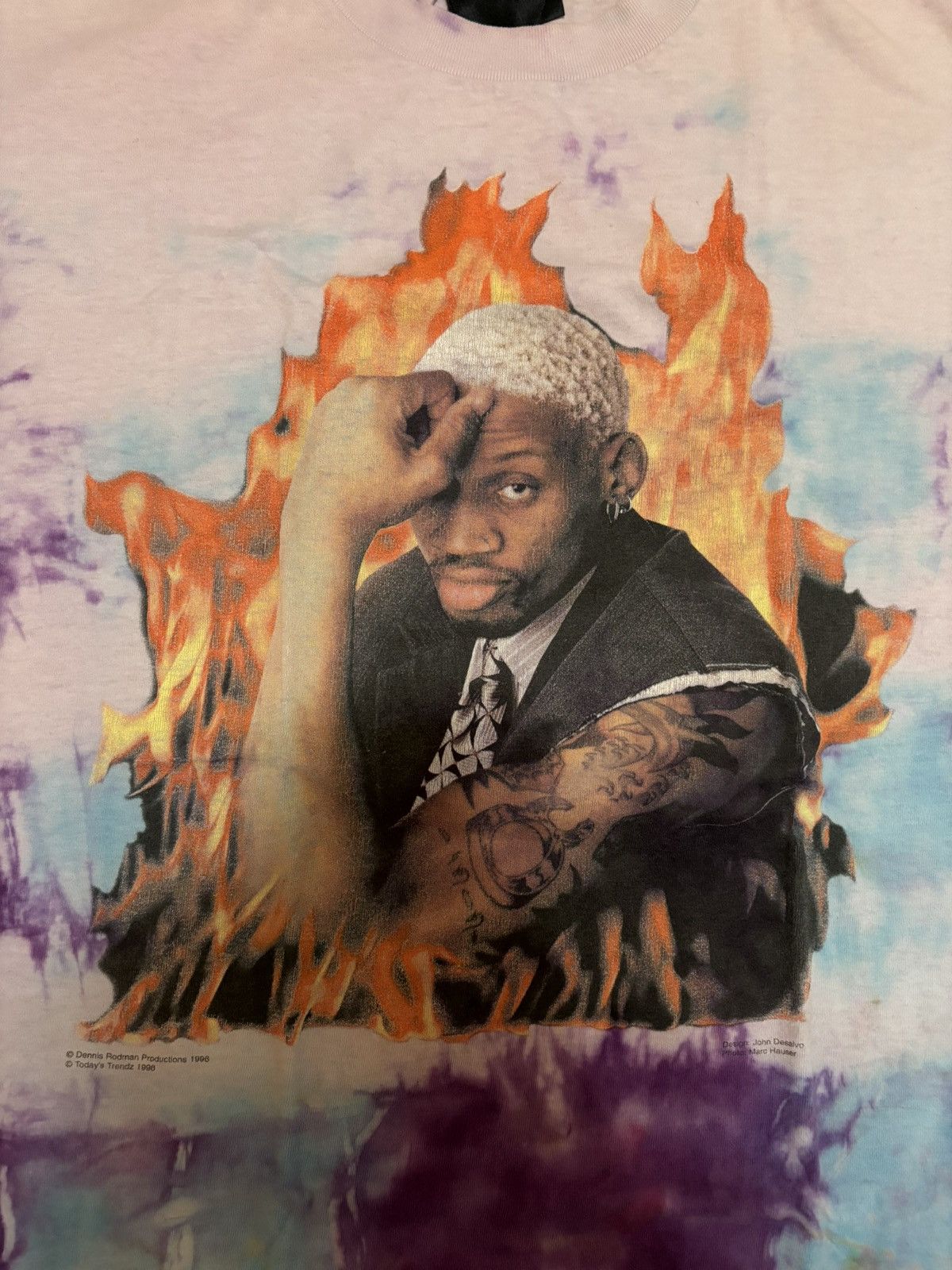 Vintage Rare vintage 90s Dennis Rodman Friends & Family tie dye tee Size US XL / EU 56 / 4 - 2 Thumbnail