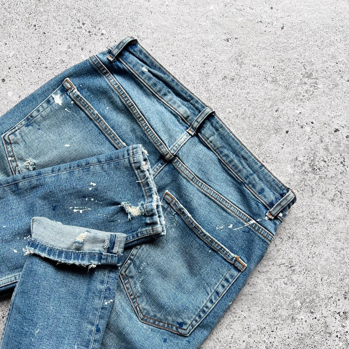 Zara Zara Man Distressed Blue Denim Slim Stretch Jeans Button Size US 30 / EU 46 - 7 Thumbnail