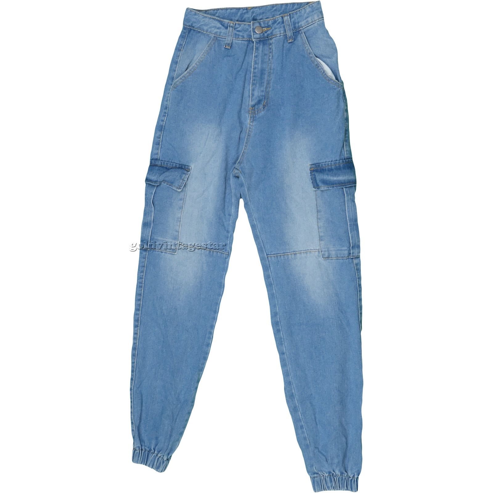 Shein Cargo Light Wash High Rise Cargo Jogger Denim Jeans 24 2 Size 24" / US 00 / IT 34 - 1 Thumbnail