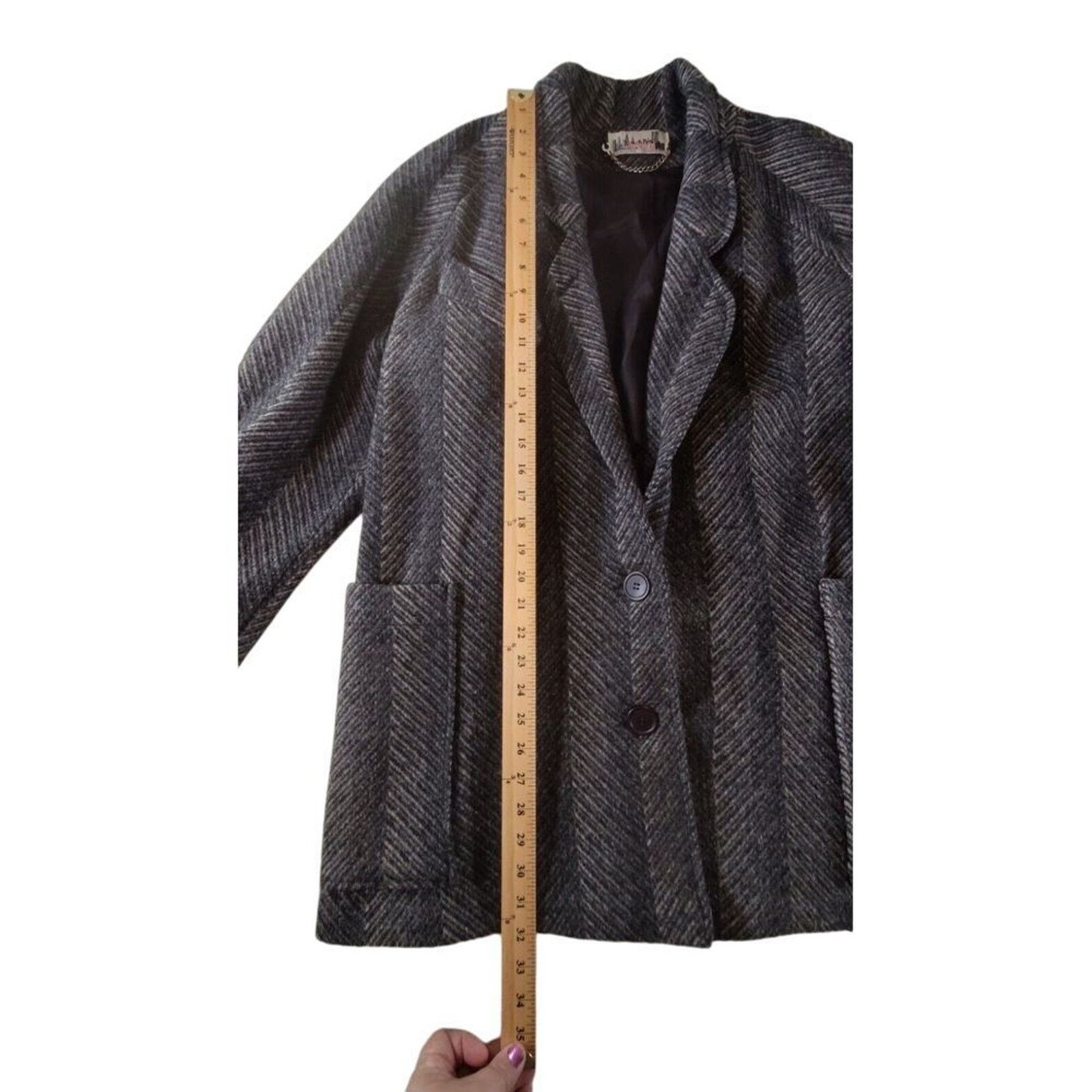 & Other Stories VTG NY Girl Union USA Gray Herringbone Wool Blend Jacket 10 Size L / US 10 / IT 46 - 3 Thumbnail