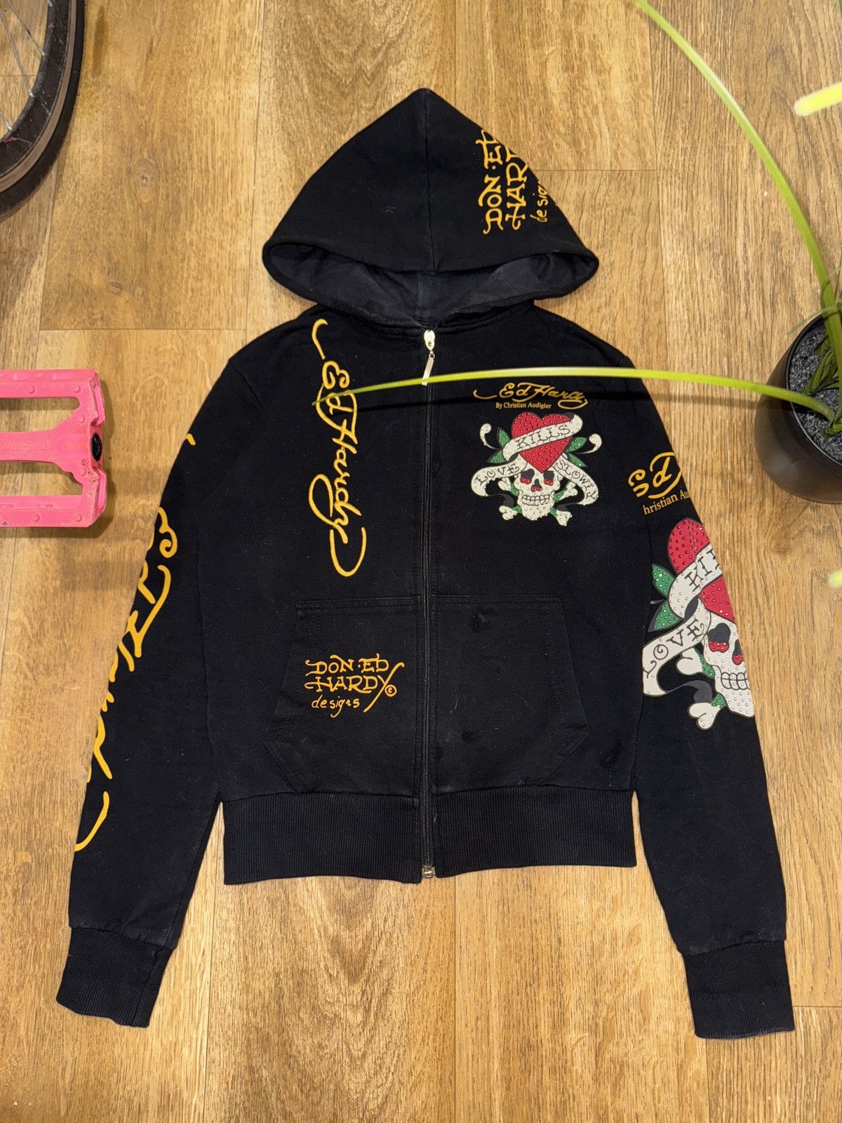 Ed Hardy VINTAGE ED HARDY ALL OVER PRINTED 2000s ZIP UP HOODIE Size S / US 4 / IT 40 - 7 Thumbnail