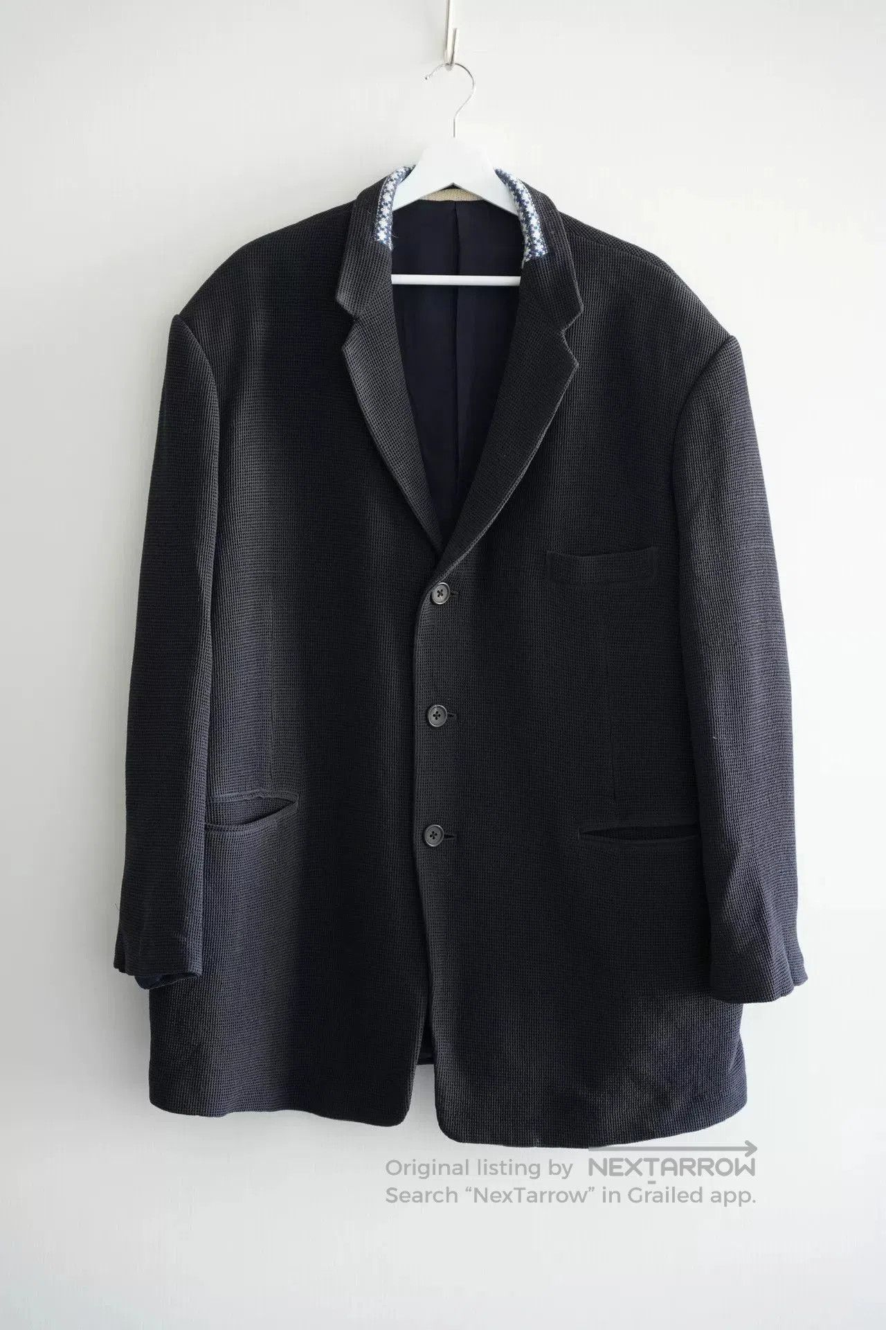 Yohji Yamamoto Yohji Yamamoto Blue White Woven Suit Jacket. Size US M / EU 48-50 / 2 - 1 Thumbnail