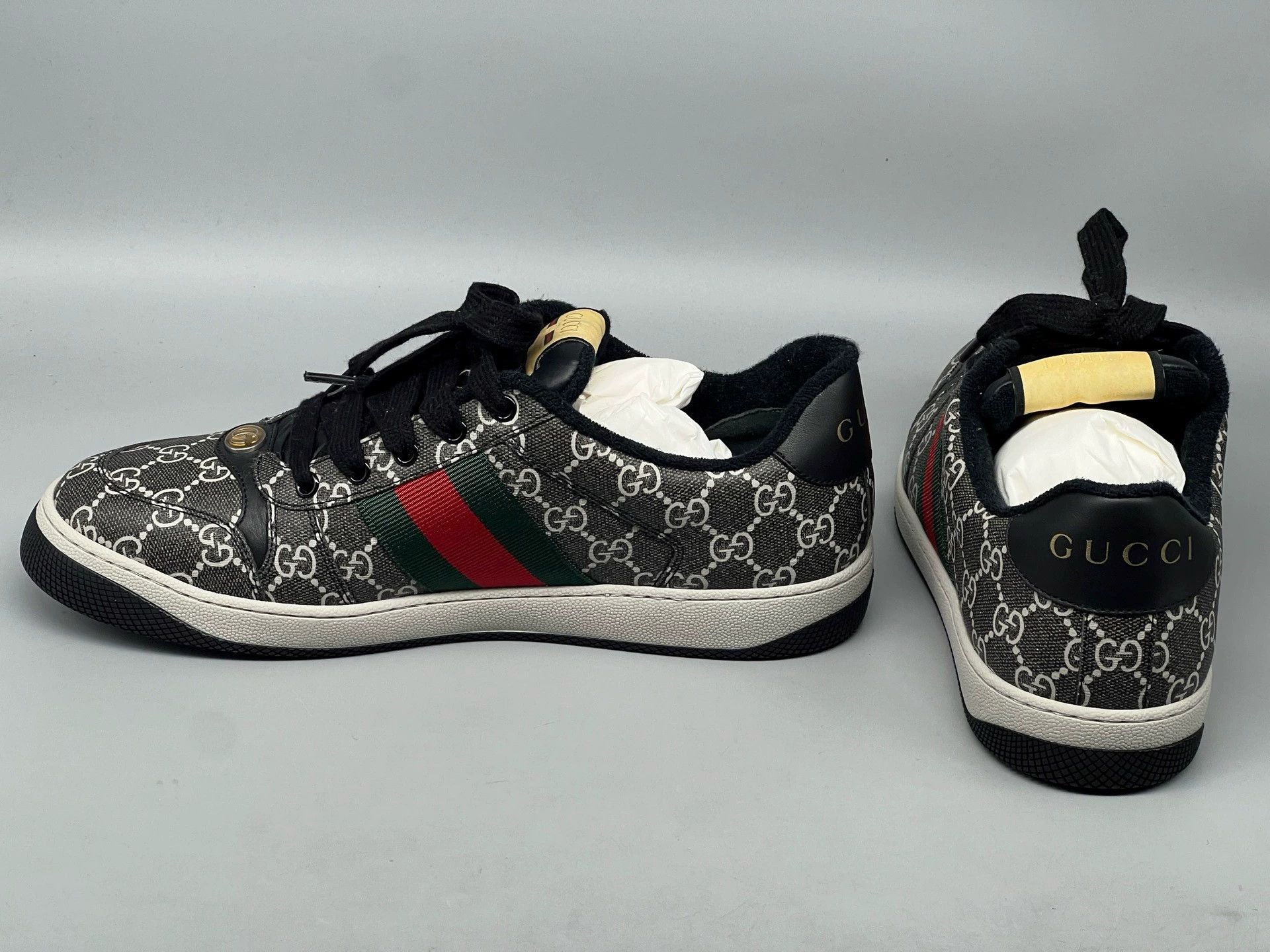 Gucci gucci mens black gray screener casual shoes Size US 8.5 / EU 41-42 - 3 Thumbnail