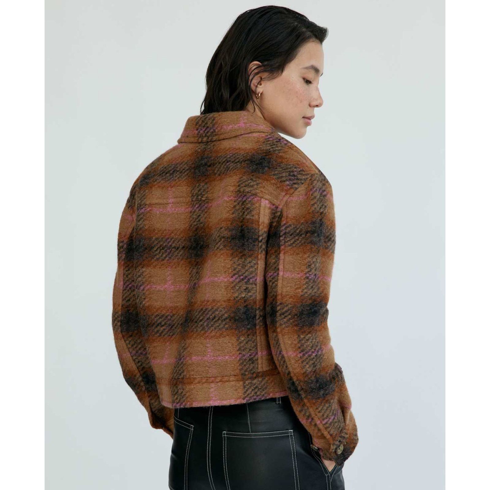Aritzia Aritzia Wilfred Autumn Shirt Jacket Wool Shacket Brown Plaid Size S / US 4 / IT 40 - 3 Thumbnail