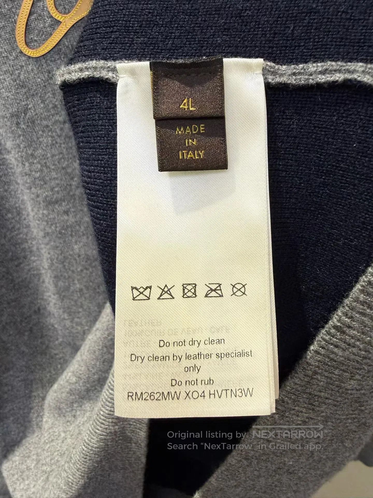 Louis Vuitton Louis Vuitton Grey Leather Patch Letter Cashmere Hoodie| Size US XXL / EU 58 / 5 - 3 Thumbnail