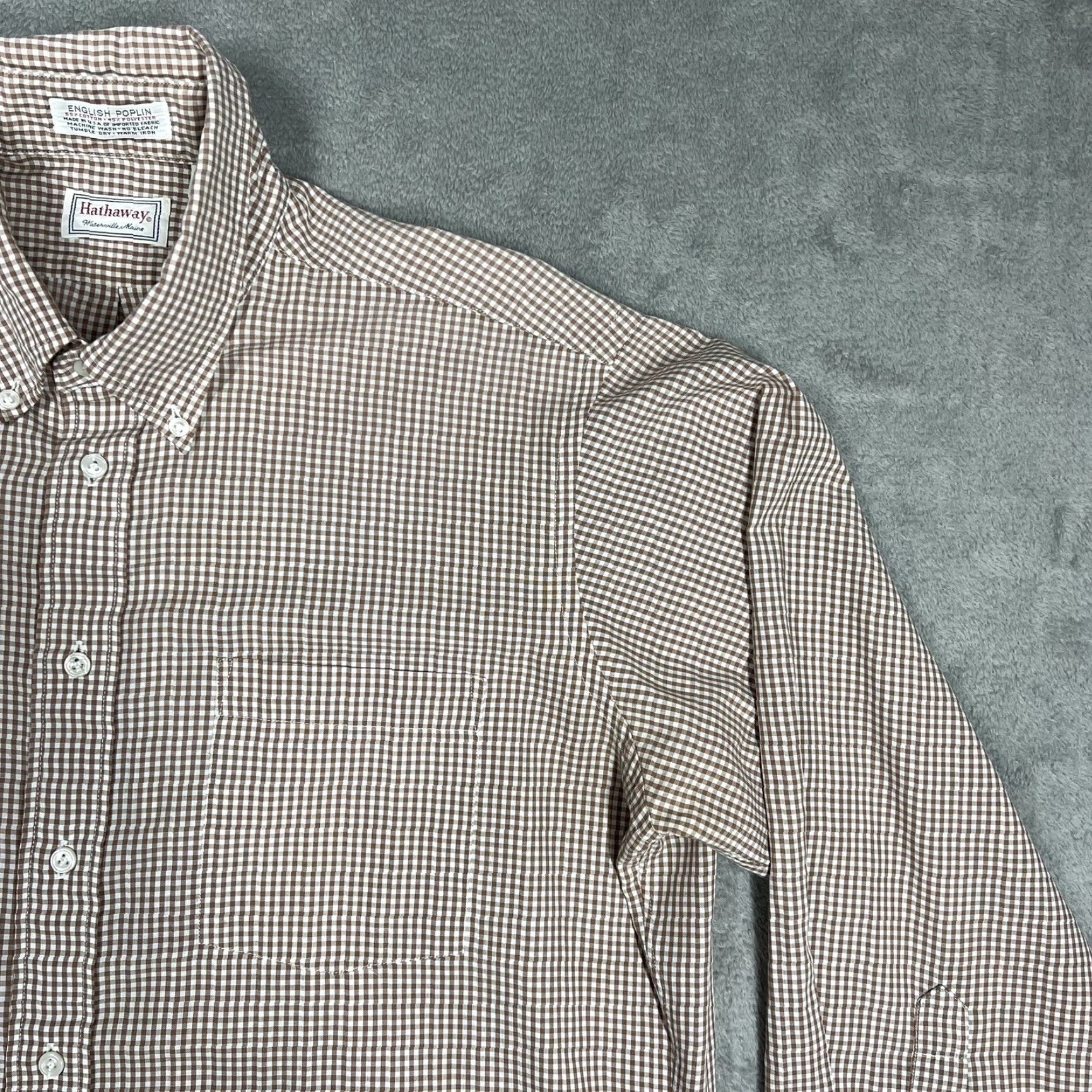 Arrow Arrow Shirt Dress Shirt Long Sleeve Button Up White Brown Check, Large, Men, Regular, Collar Button-Down, Oxford, Vintage No Size US L / EU 52-54 / 3 - 5 Thumbnail