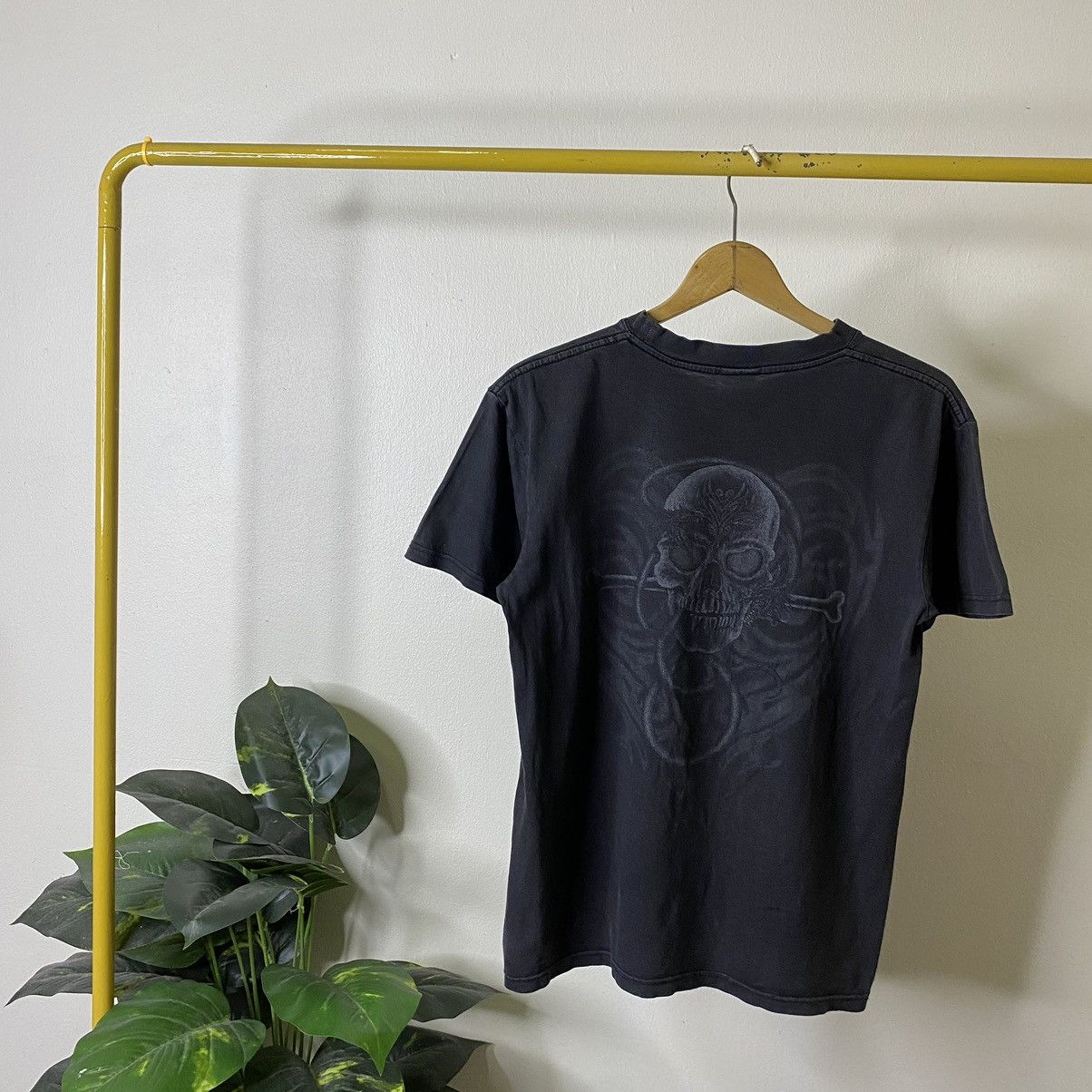 Vintage 1990s Skulls Cross Affliction Ed Hardy Style Faded Black Tee Size US S / EU 44-46 / 1 - 6 Thumbnail