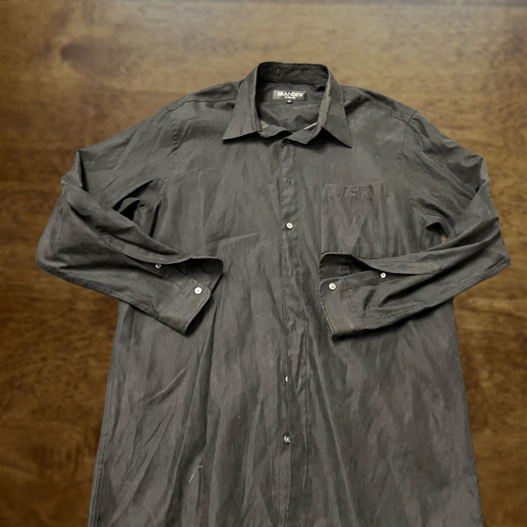 Vintage Brandini Shirt Mens Large Tall Black Long Sleeve Button Front Dress Casual Size US L / EU 52-54 / 3 - 1 Thumbnail