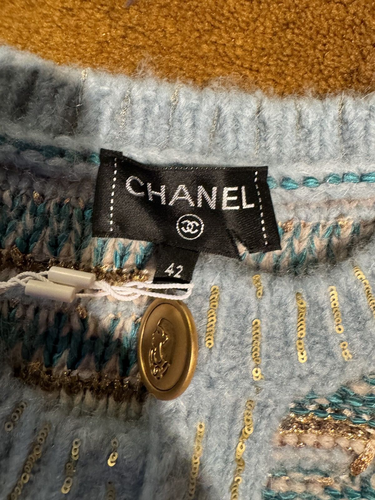 Chanel Chanel 19A Blue & Gold Tweed Long Vest Cardigan 42 Size M / US 6-8 / IT 42-44 - 6 Thumbnail