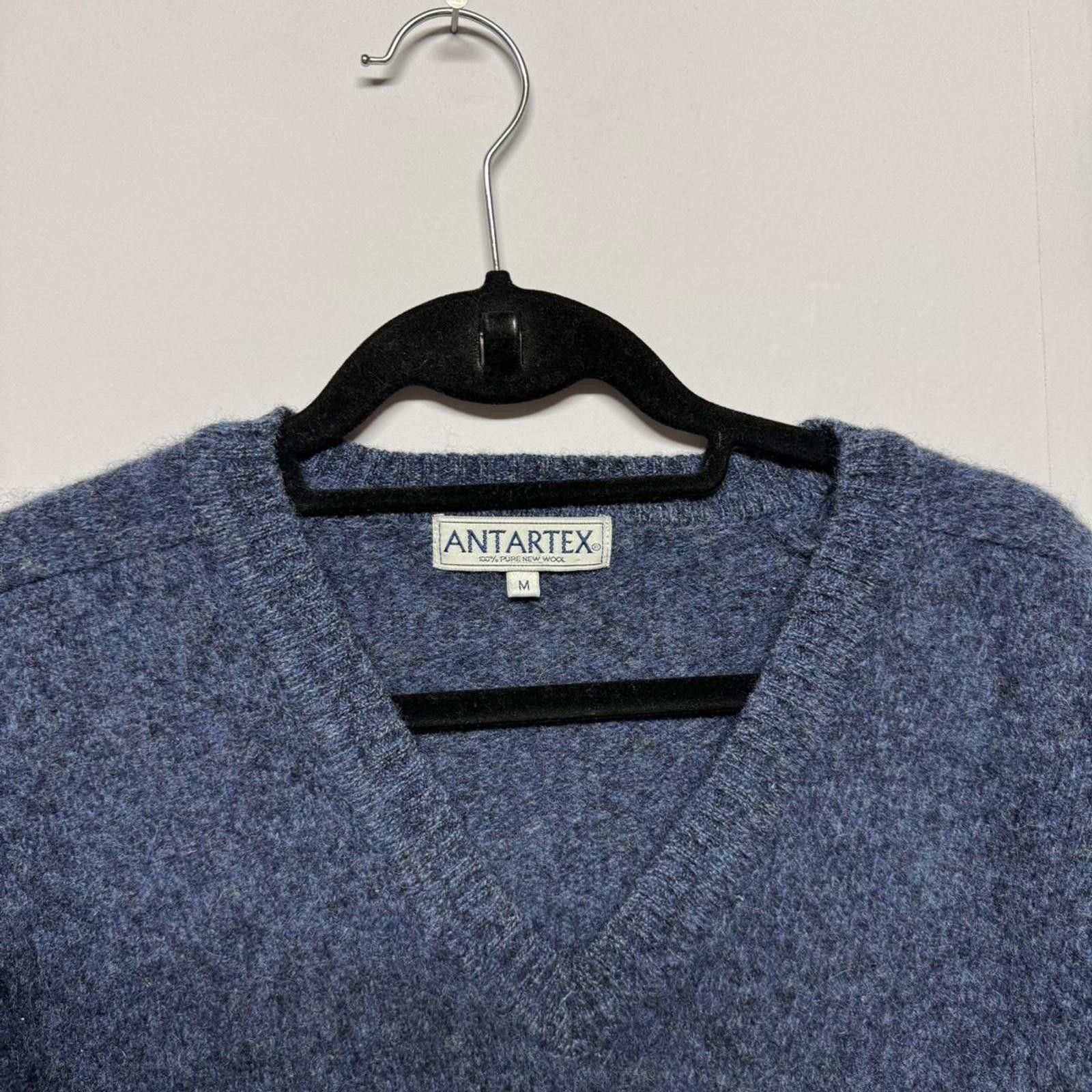 Other Antartex 100% Pure New Wool V-Neck Sweater Blue Men’s Medium Size US M / EU 48-50 / 2 - 2 Thumbnail