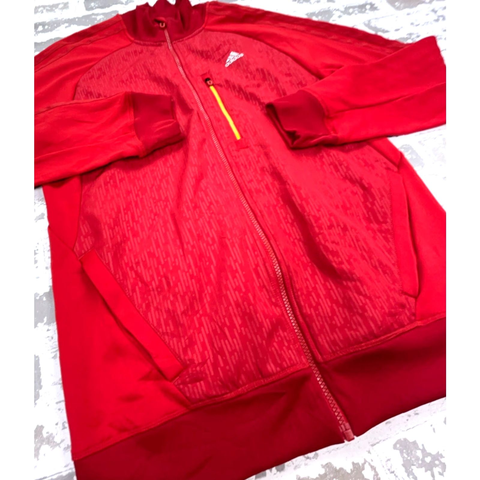 Adidas Adidas Jacket Men Medium Red Yellow Track Sweatshirt Warm Up Soccer Adult * Track Jacket Men Medium Red Yellow Adidas Size US M / EU 48-50 / 2 - 3 Thumbnail