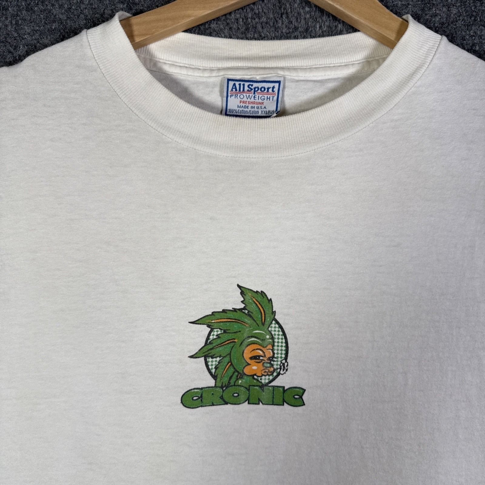 Vintage Sonic Mens 2XL White 90s Chronic Weed Parody Funny