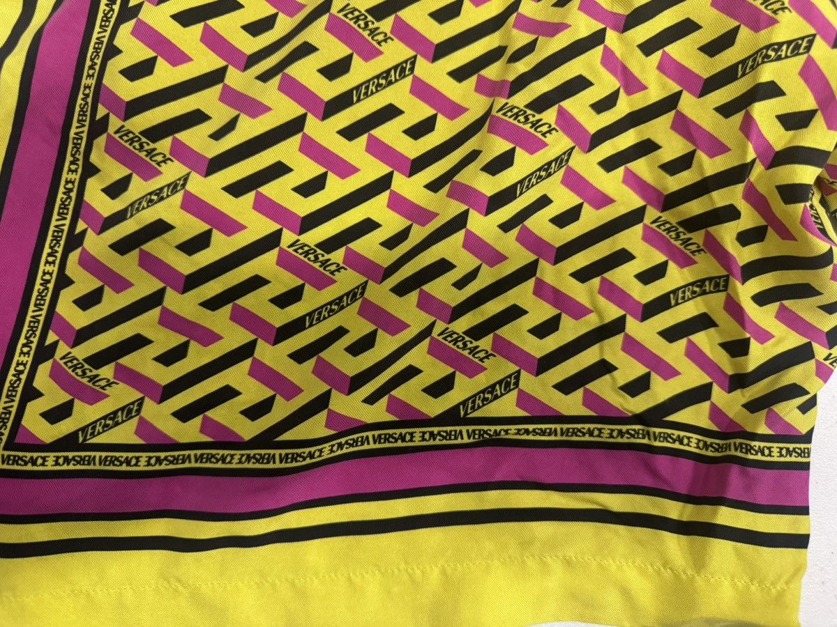 Versace Versace La Greca Silk Shorts - Yellow/Magenta - Fits Size L Size US 35 - 11 Thumbnail