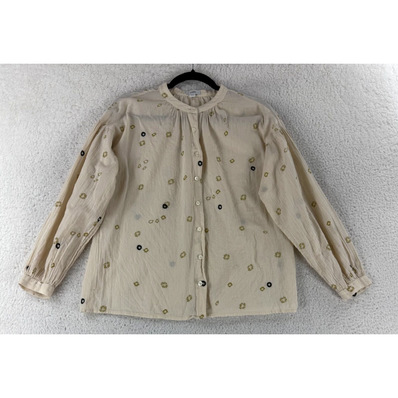 CLOSED Closed Alexia Top Womens Small Ivory Button-Up Long Sleeve 100% Cotton Casual Size S / US 4 / IT 40 - 2 Thumbnail
