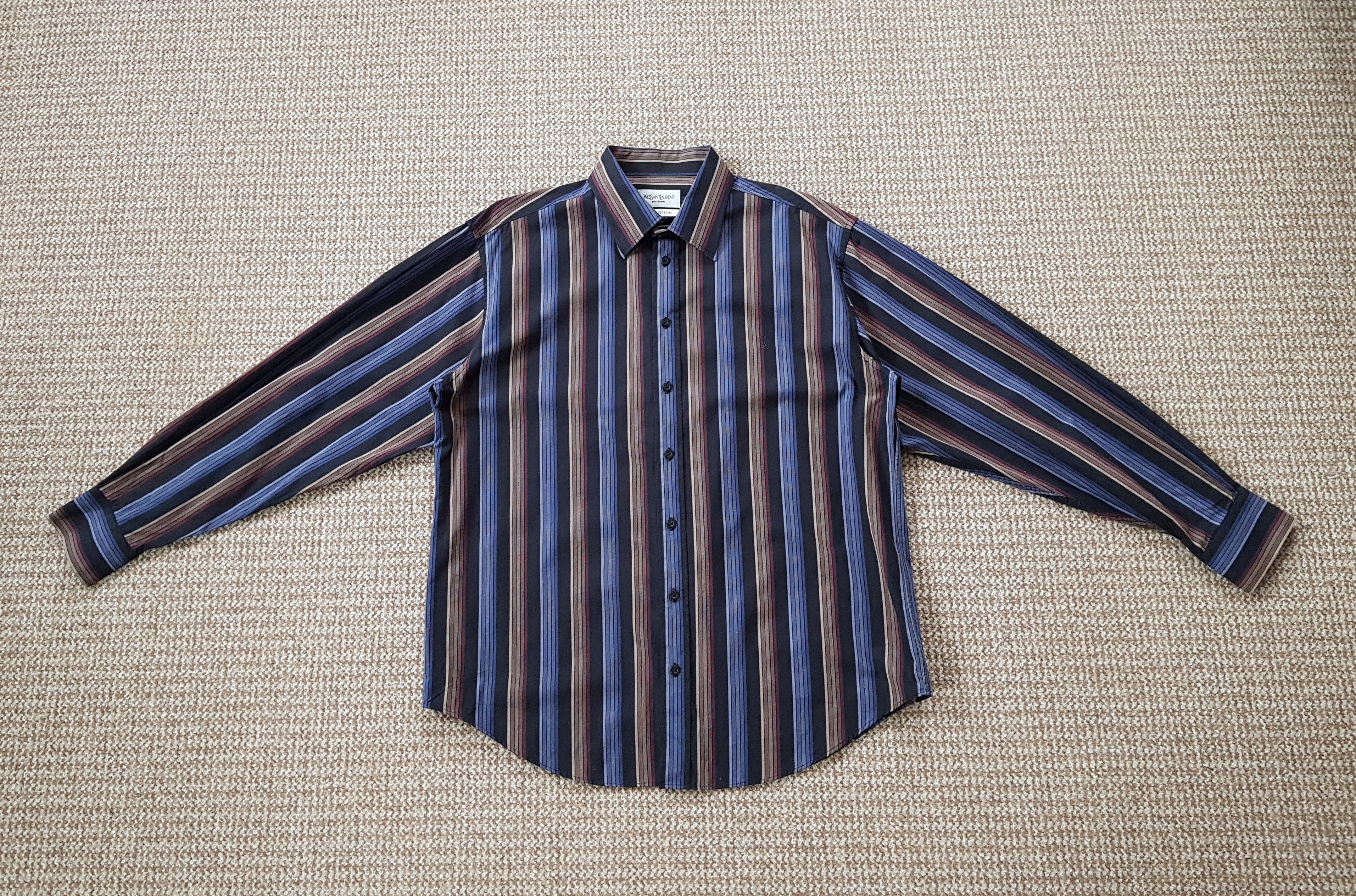 Yves Saint Laurent Vintage YSL Yves Saint Laurent Stripe Shirt sz L Size US L / EU 52-54 / 3 - 1 Thumbnail
