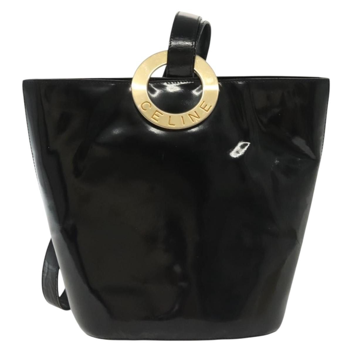 Celine CELINE Circle Shoulder Bag Enamel Black Gold Size ONE SIZE - 2 Thumbnail