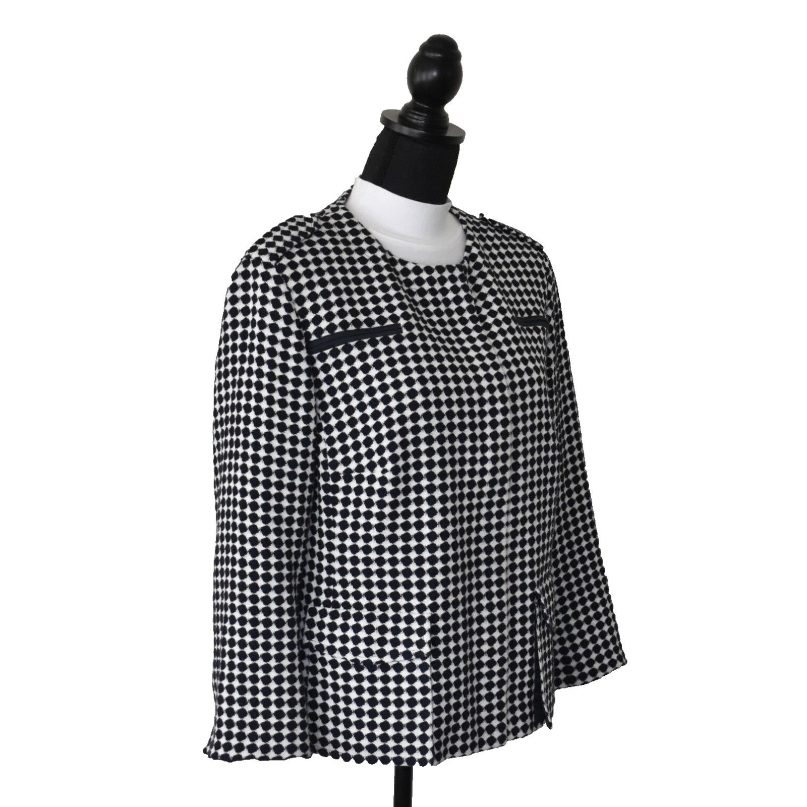 Akris AKRIS PUNTO Black Tweed Zip Snap Front Blazer Jacket Size 14 Size XL / US 12-14 / IT 48-50 - 3 Thumbnail