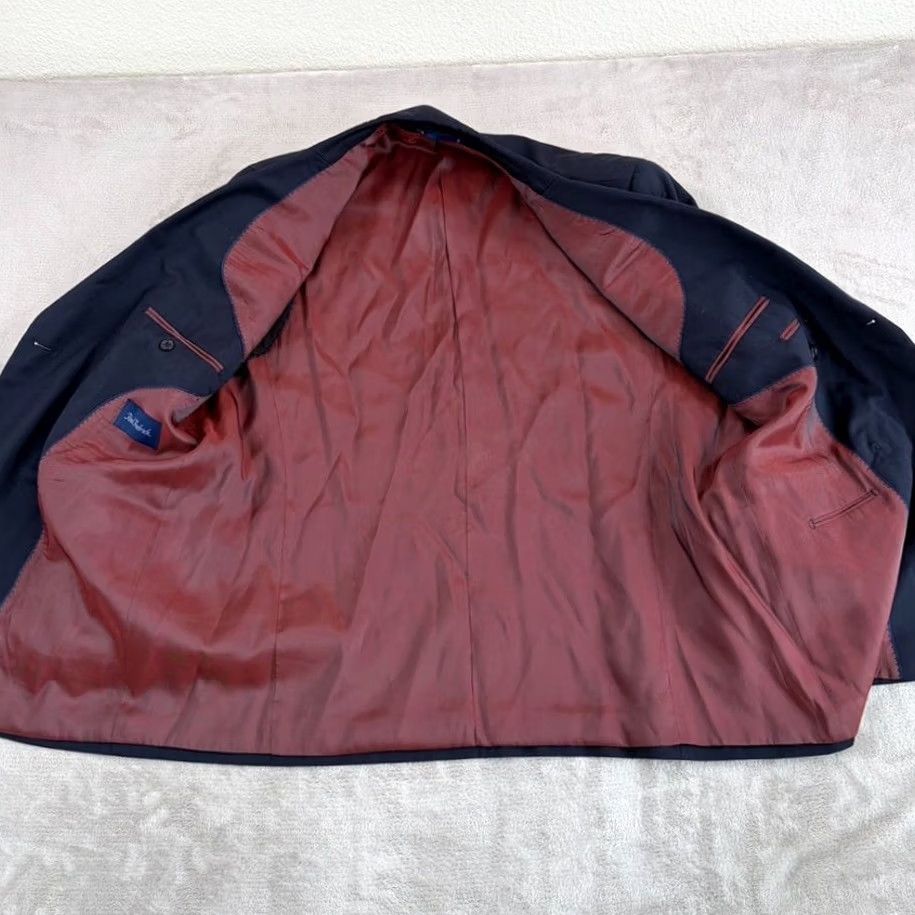 Vintage Paul Frederick Double Breasted Peak Lapel Sport Coat Navy 42R Men Wool Six-Button Ventless Inner Pockets Regular Length Size US XS / EU 42 / 0 - 5 Thumbnail
