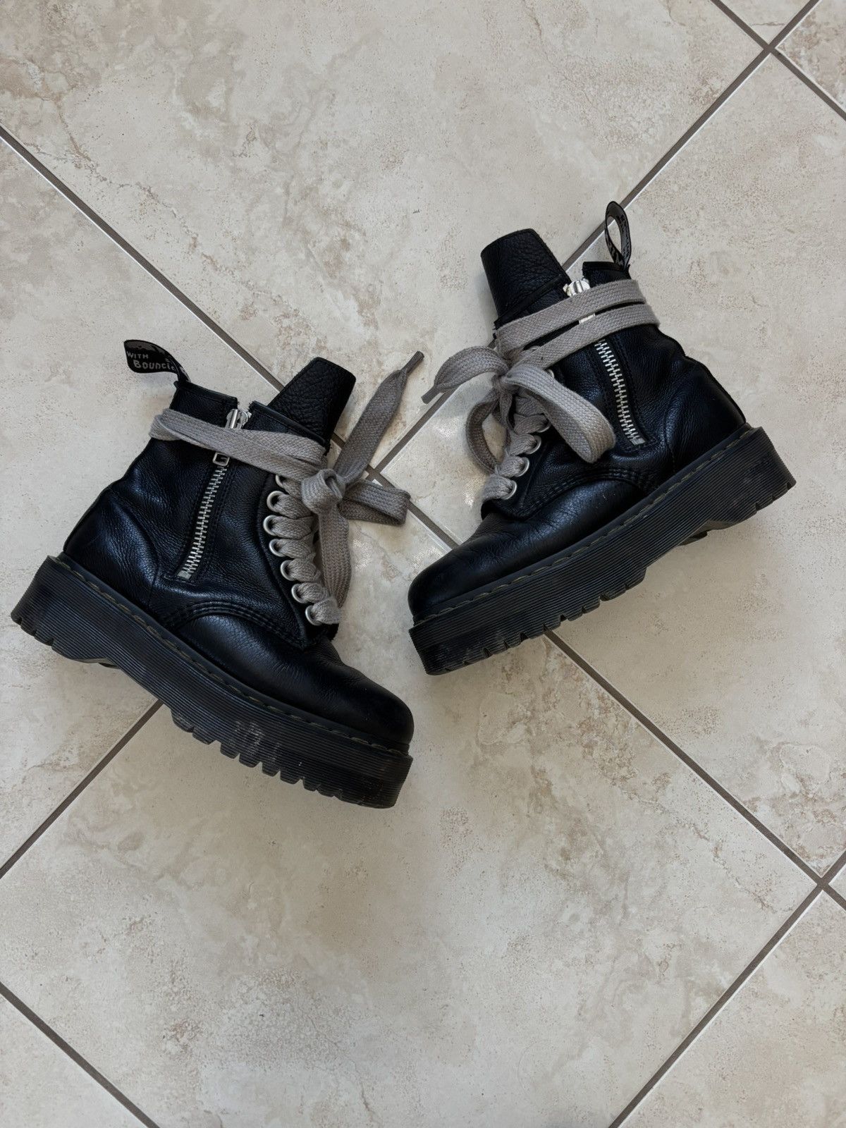 Pre-owned Dr. Martens X Rick Owens Doc Martens 1160 Quad Boots In Black