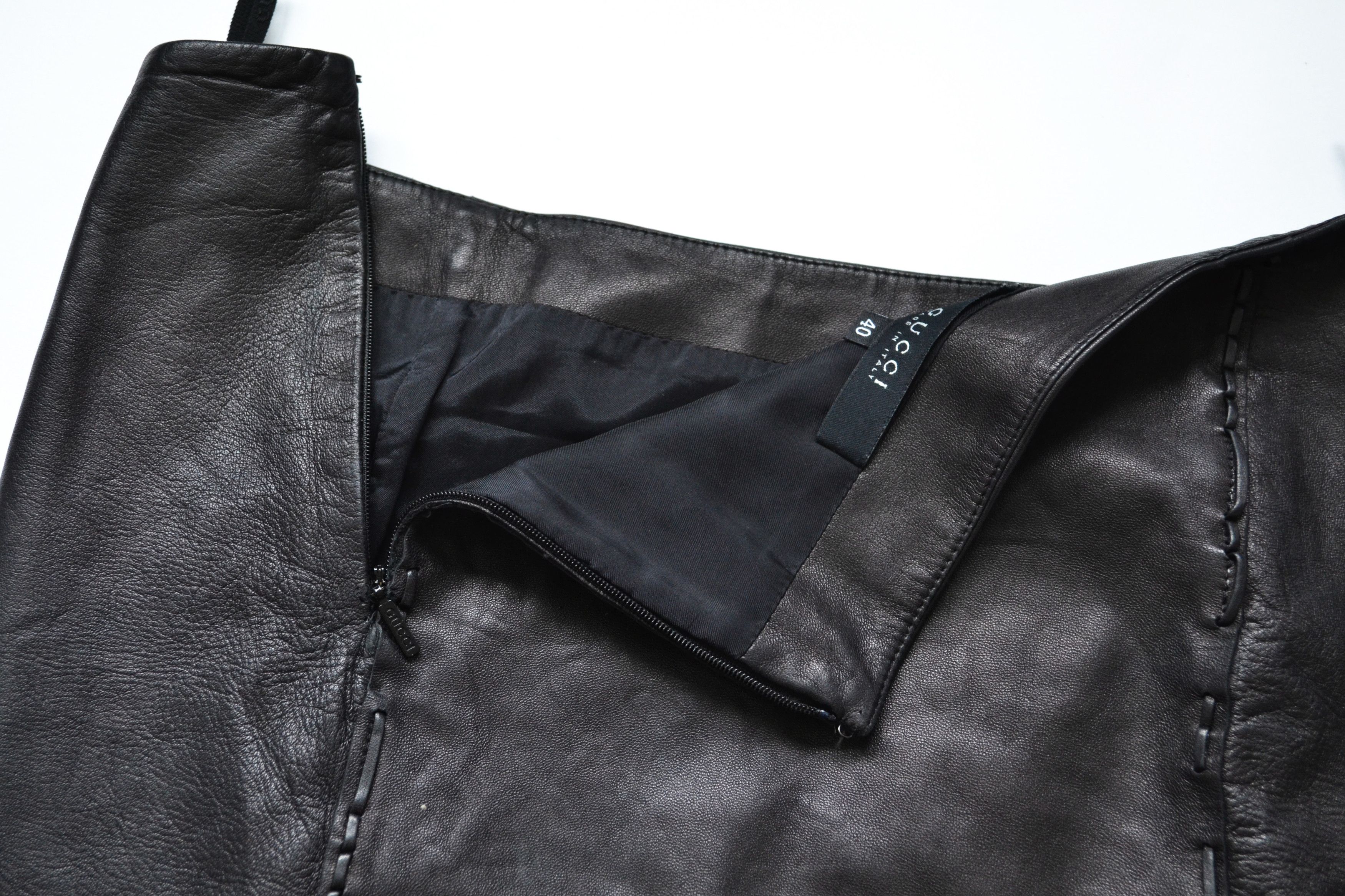 Gucci GUCCI Skirt Leather Mini Vintage 90s Black TOM FORD Size 27" / US 4 / IT 40 - 5 Thumbnail