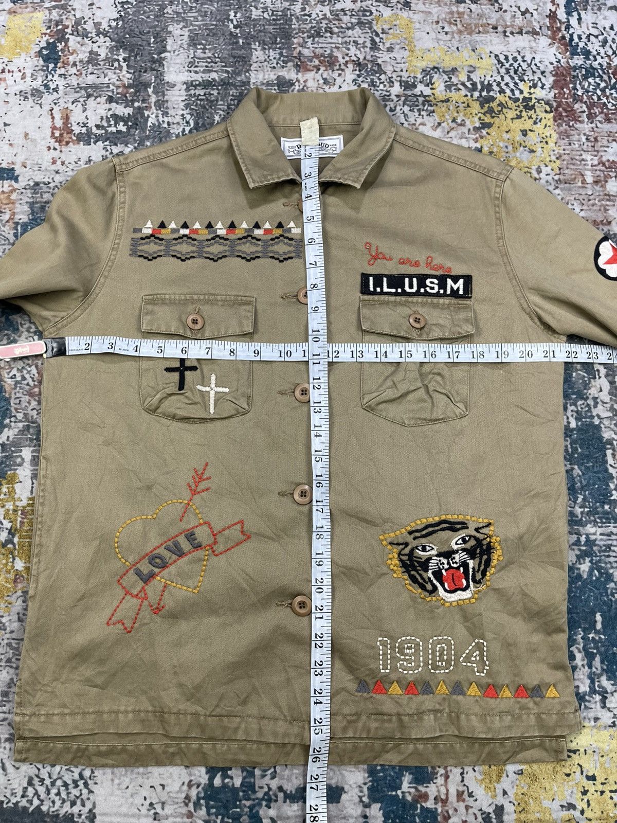 Japanese Brand Rosebud Embroidered Military Inspired Overshirt Jacket Size S / US 4 / IT 40 - 13 Thumbnail