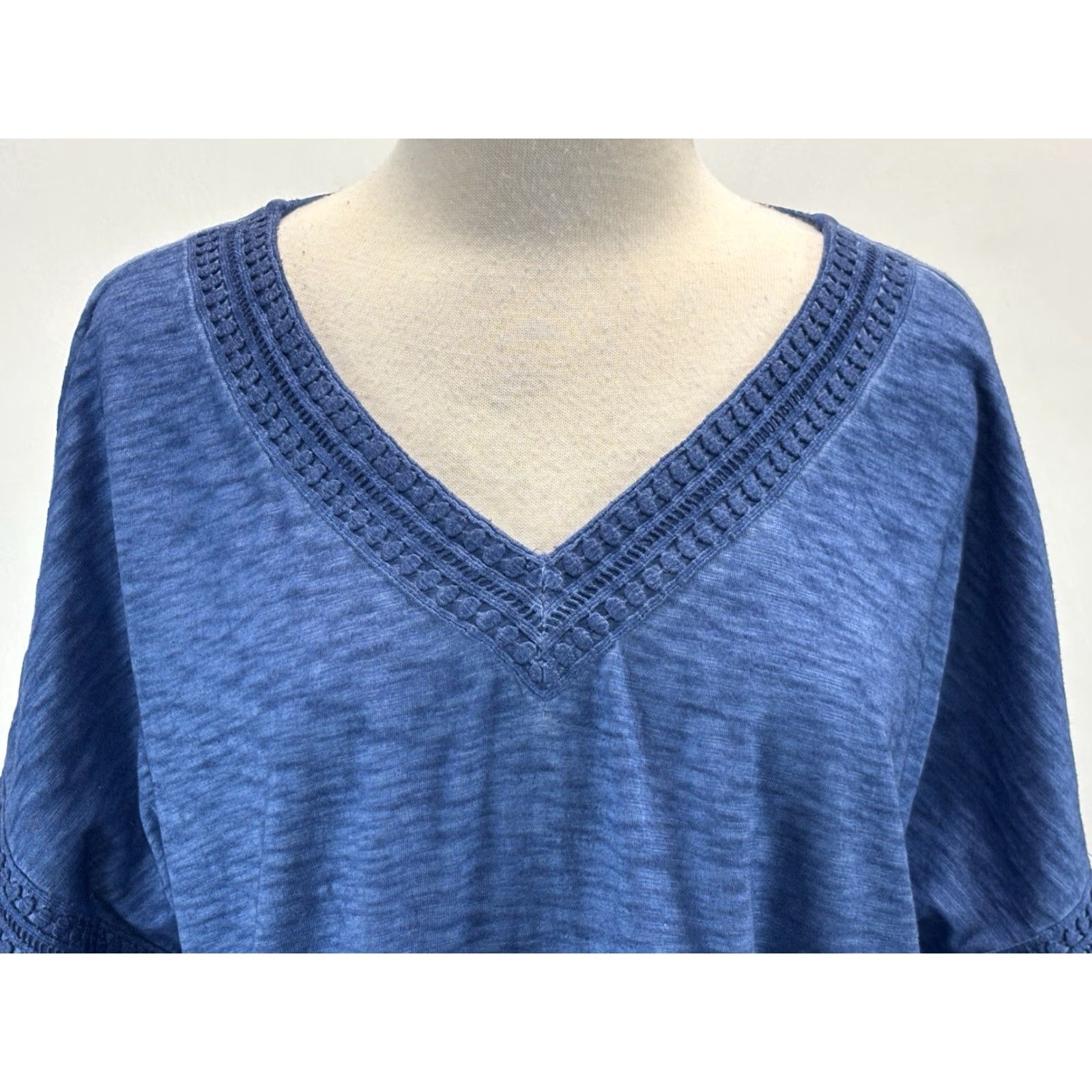 Vintage Chicos Tshirt Shift Dress Women’s Large Blue 100% Cotton Beach Casual Knee Length V-Neck Pullover Size L / US 10 / IT 46 - 5 Thumbnail